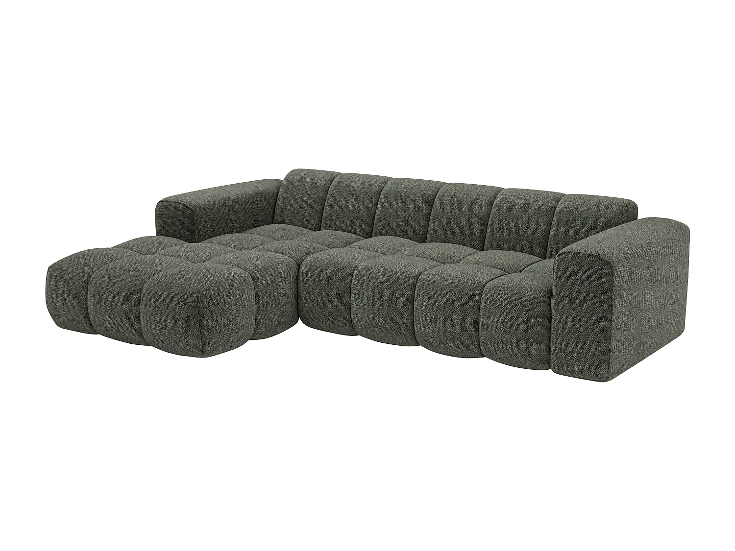 Canapé d'angle gauche en tissu chenille vert CALESO de Maison Céphy