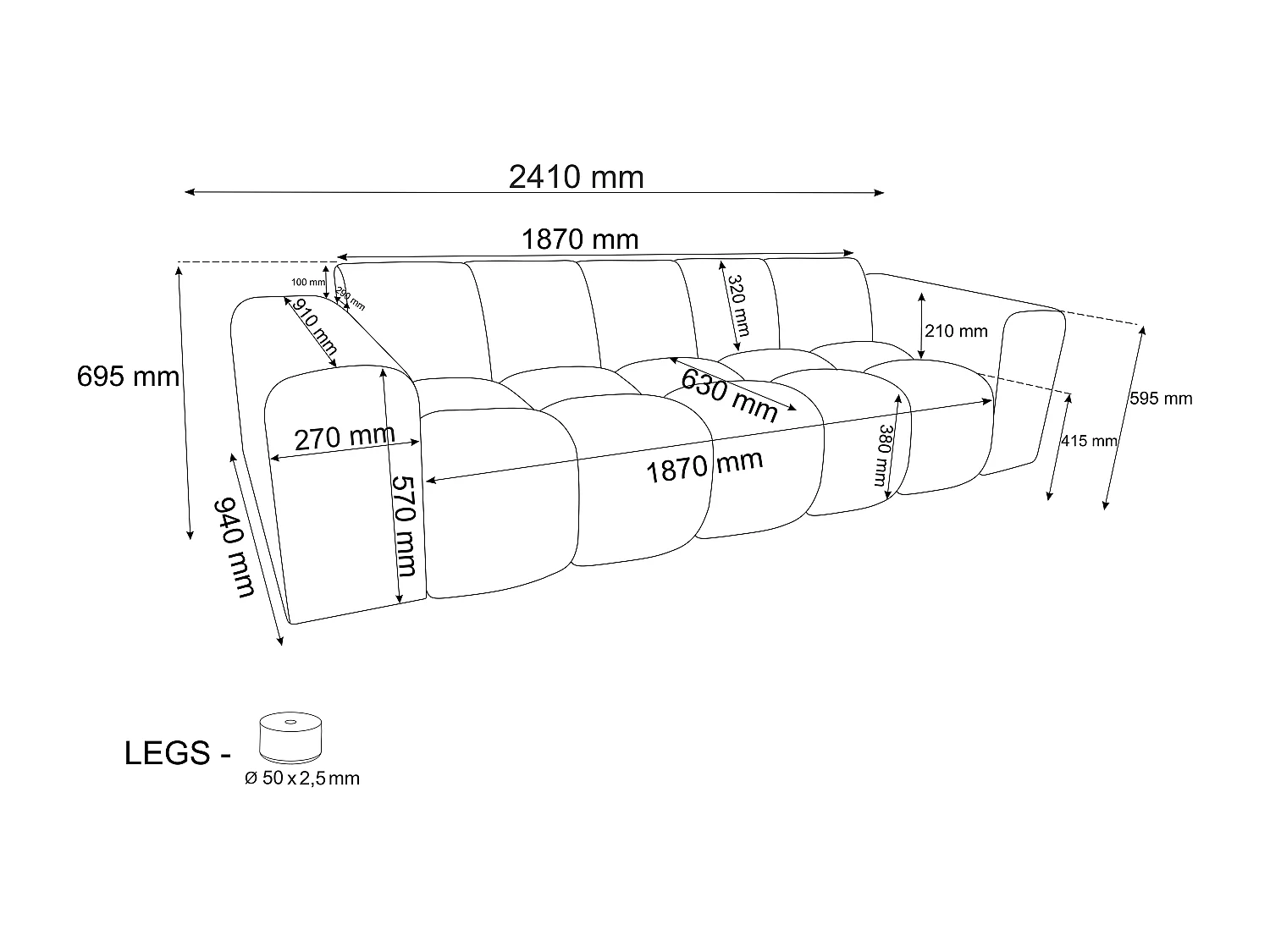 Canapé 3 places en tissu chenille beige CALESO de Maison Céphy