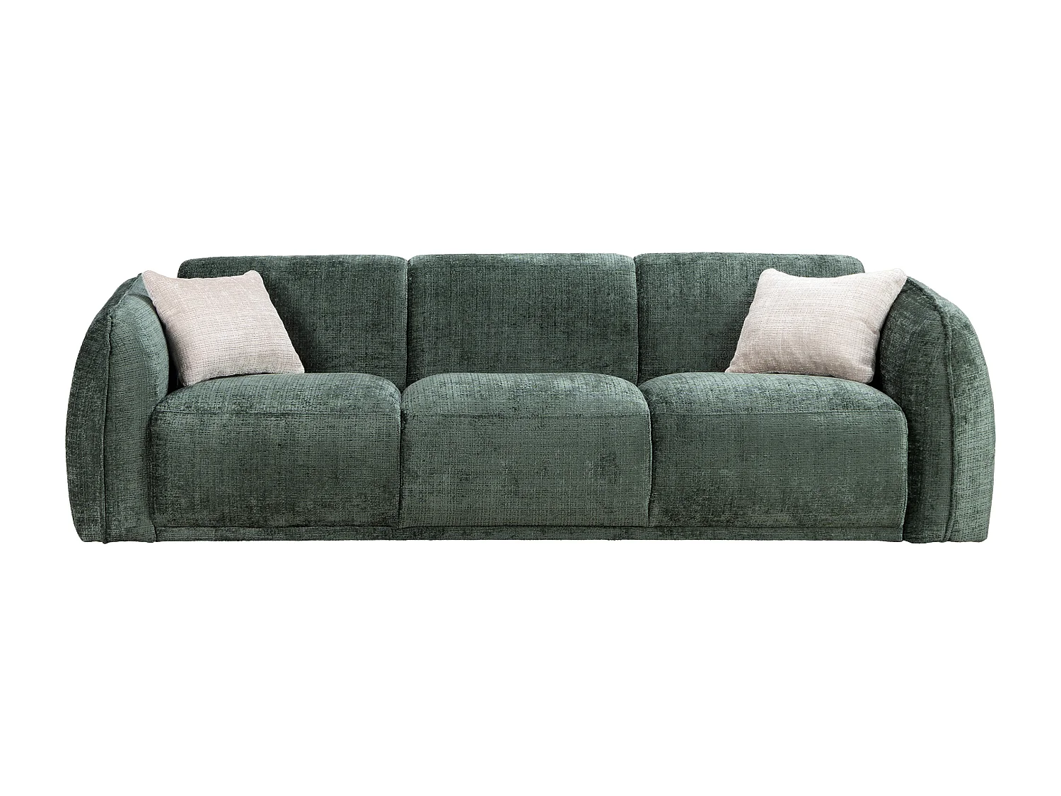 Canapé 3 places en tissu chenille vert JUNETI