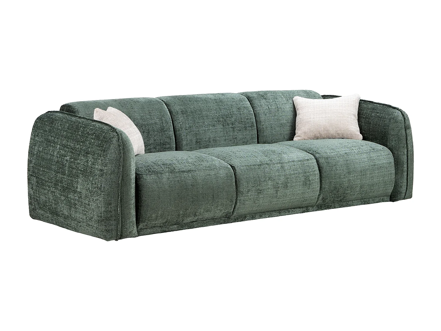 Canapé 3 places en tissu chenille vert JUNETI