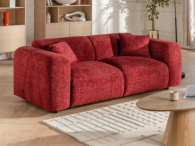 Sofá de 3 plazas en tela texturizada rojo POGNI de Maison Céphy