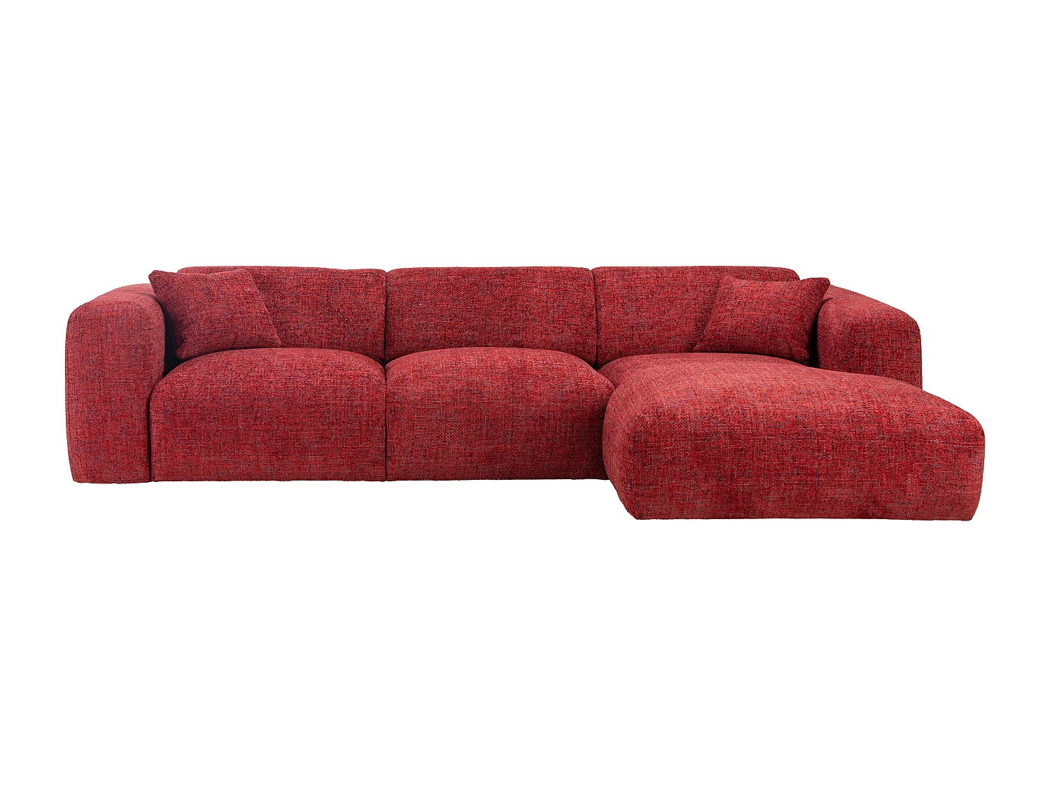 Gran sofá rinconera derecha en tela texturizada rojo POGNI de Maison Céphy