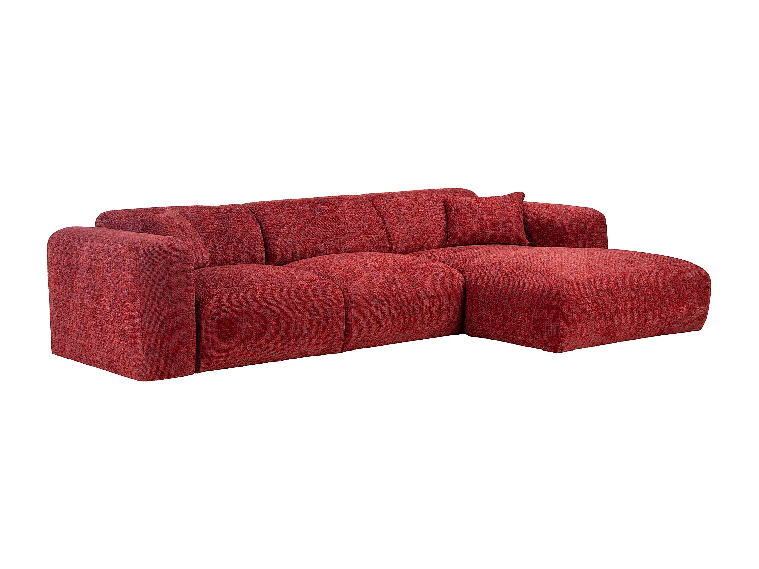 Gran sofá rinconera derecha en tela texturizada rojo POGNI de Maison Céphy