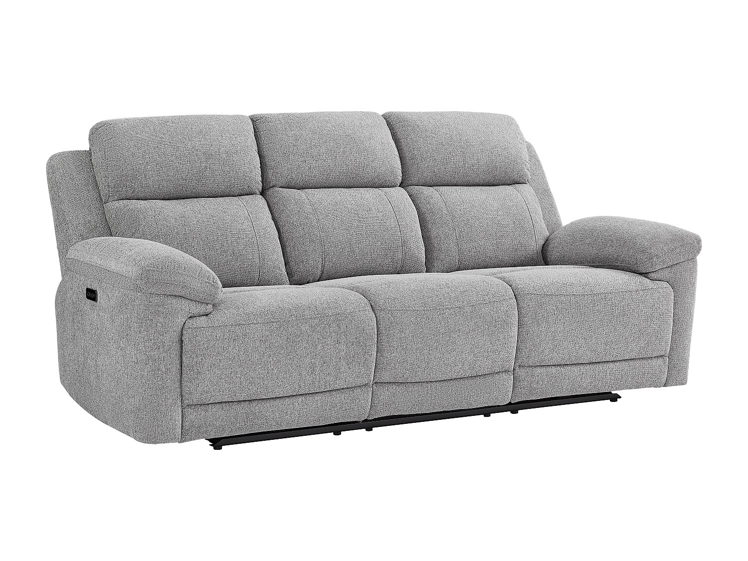 Relaxsofa 3-Sitzer elektrisch mit Ablage – melierter Stoff – Grau – KELUNO günstig online kaufen