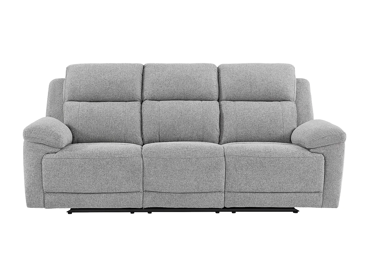 Canapé 3 places relax électrique avec tablette en tissu chiné gris KELUNO