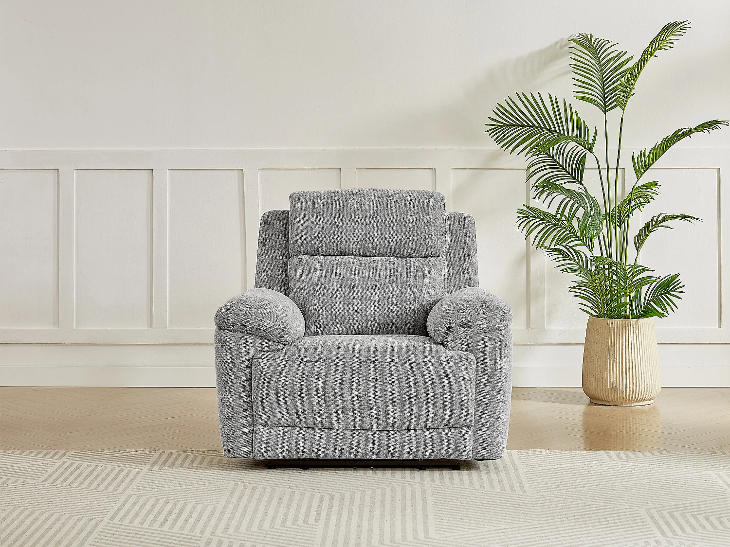 Fauteuil relax électrique en tissu chiné gris KELUNO