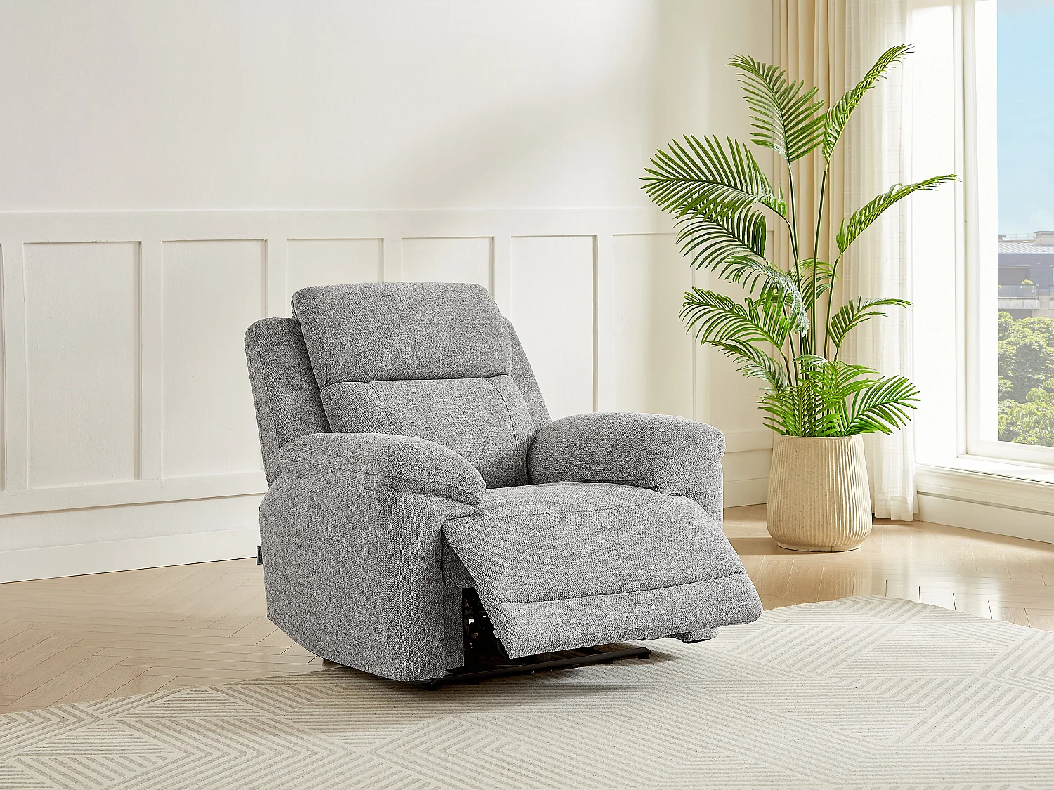 Fauteuil relax électrique en tissu chiné gris KELUNO