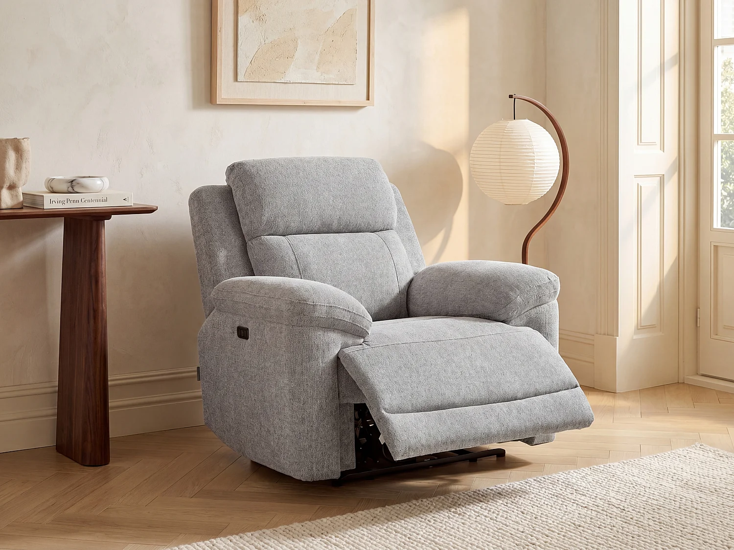 Poltrona relax elettrica in tessuto melange grigio KELUNO