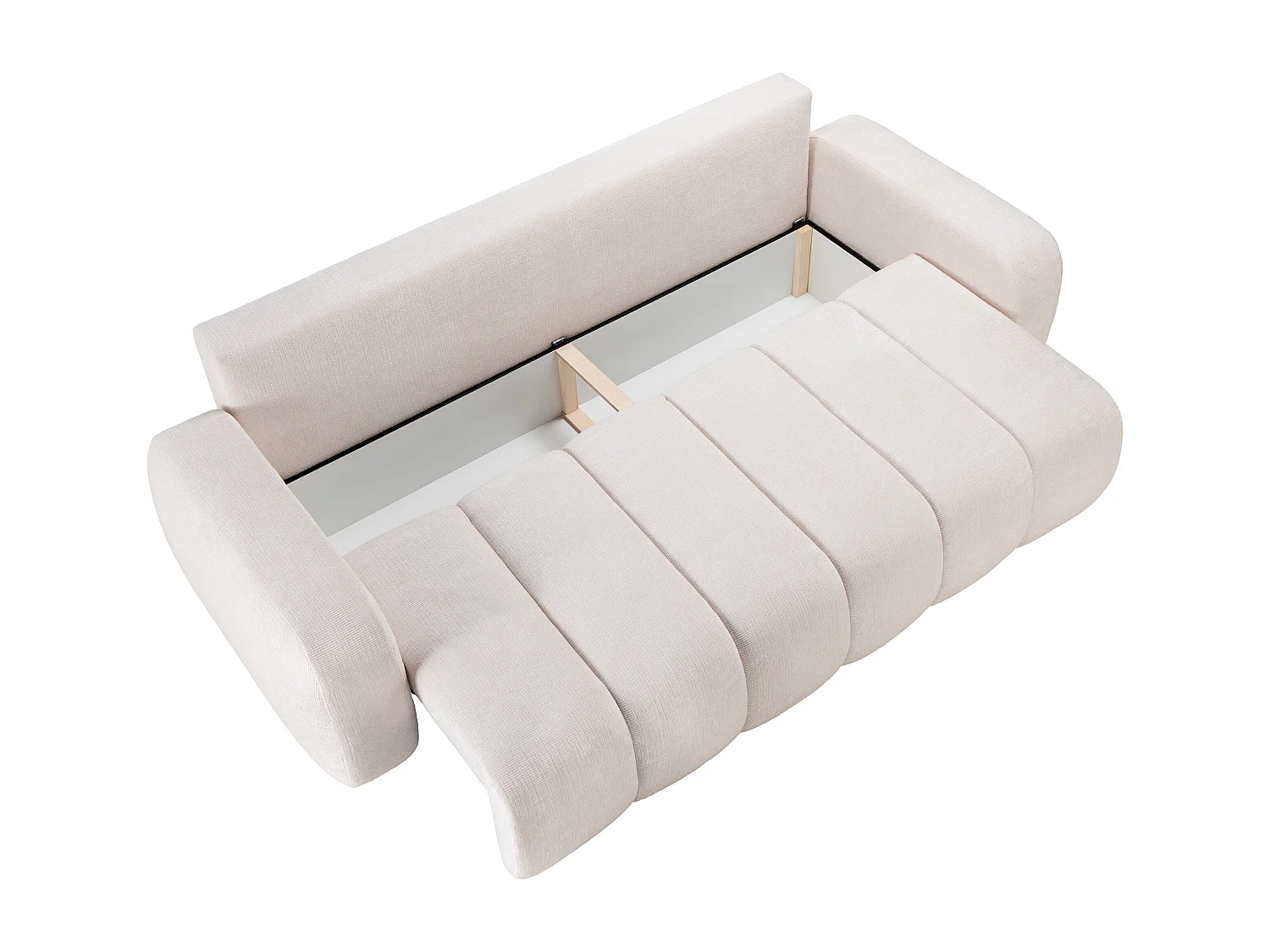Canapé 3 places convertible en tissu chenille beige TALIVO