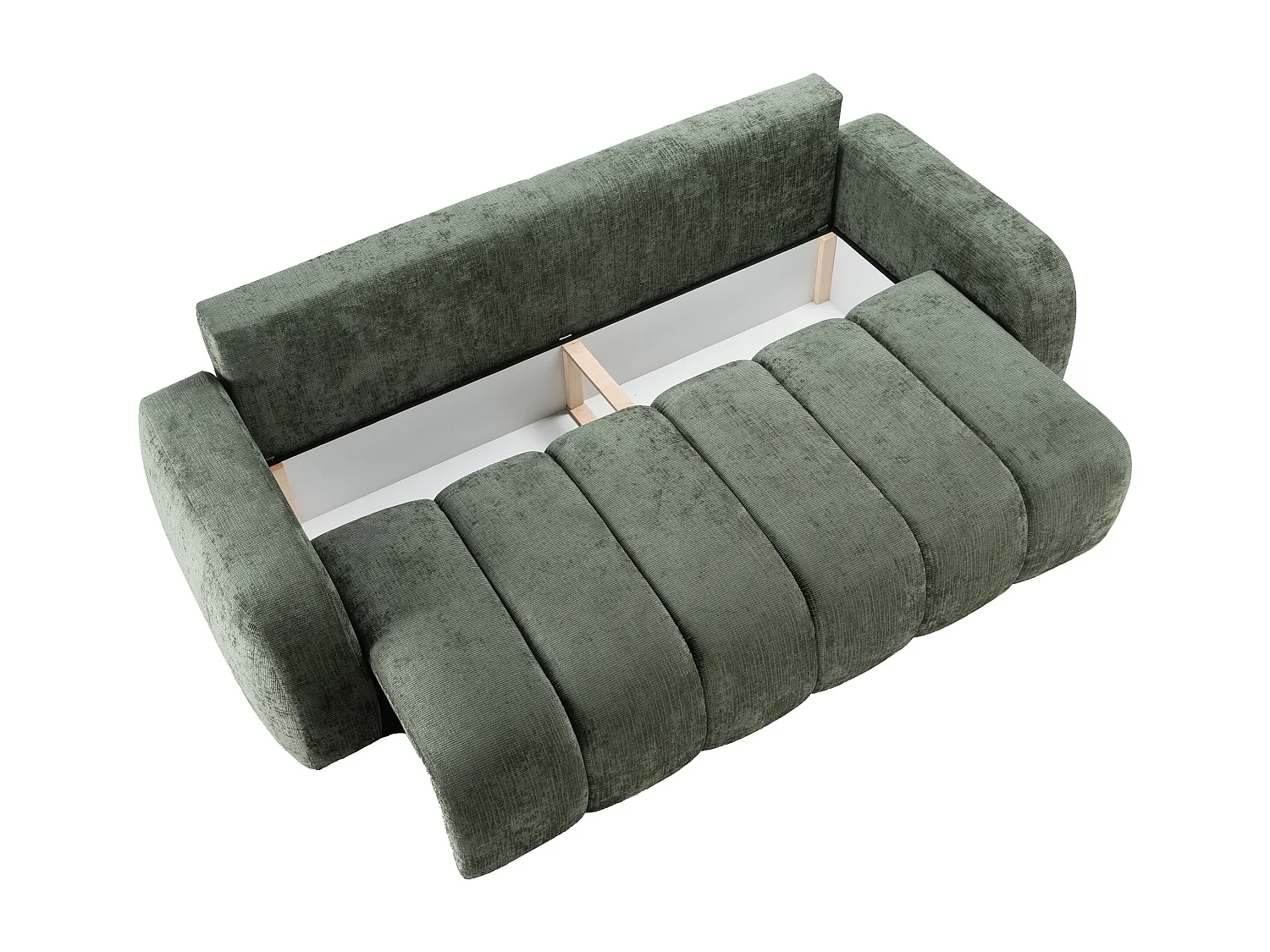 Canapé 3 places convertible en tissu chenille vert TALIVO