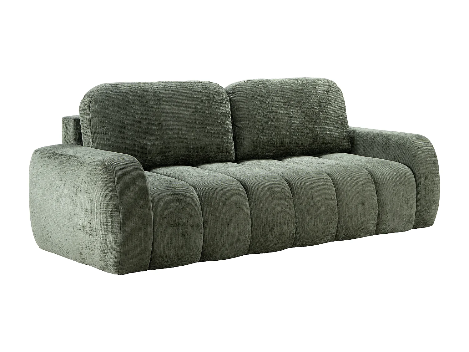 Canapé 3 places convertible en tissu chenille vert TALIVO