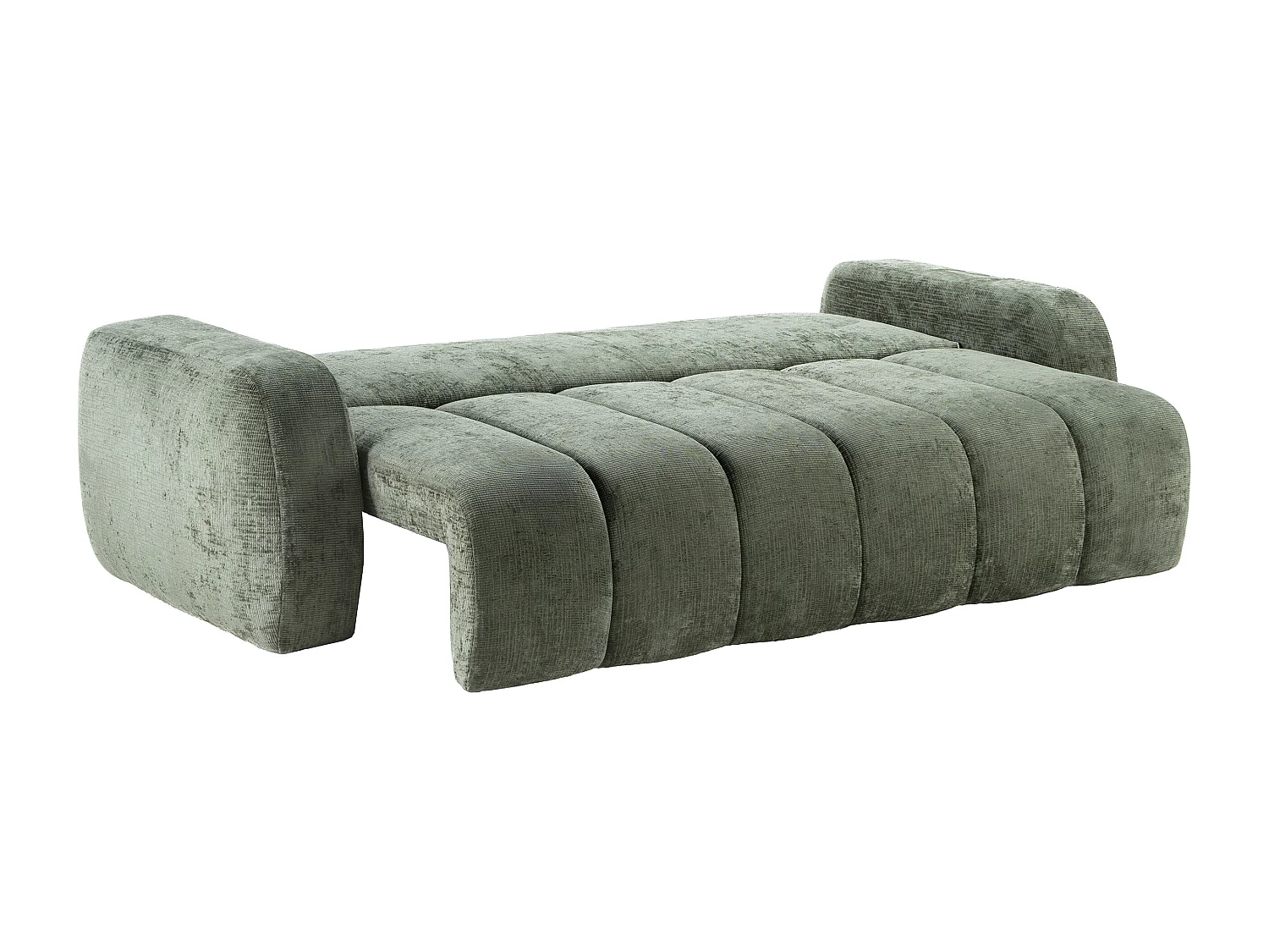 Canapé 3 places convertible en tissu chenille vert TALIVO