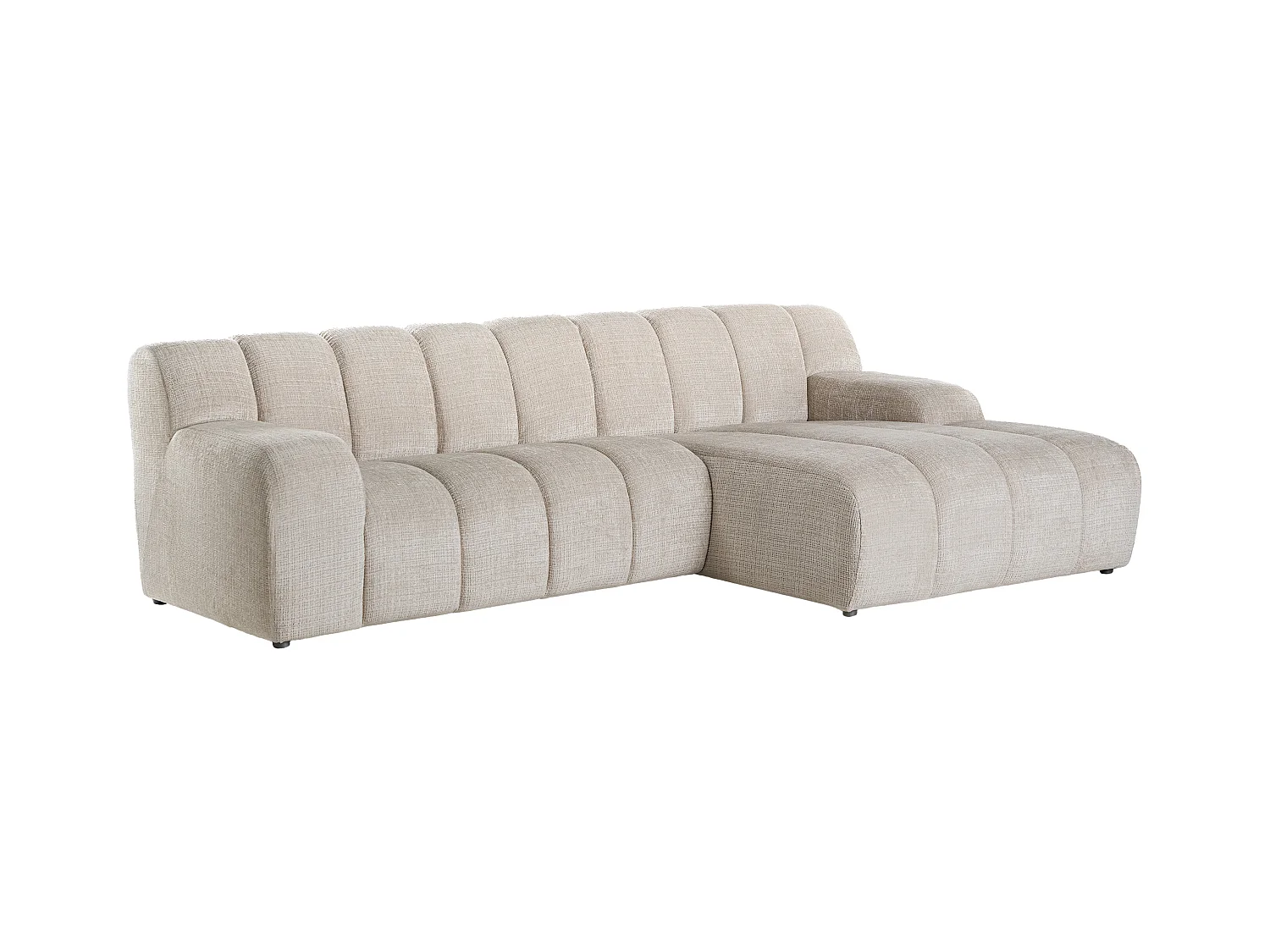 Kanapa narożna prawostronna z beżowej tkaniny szenilowej BELADON