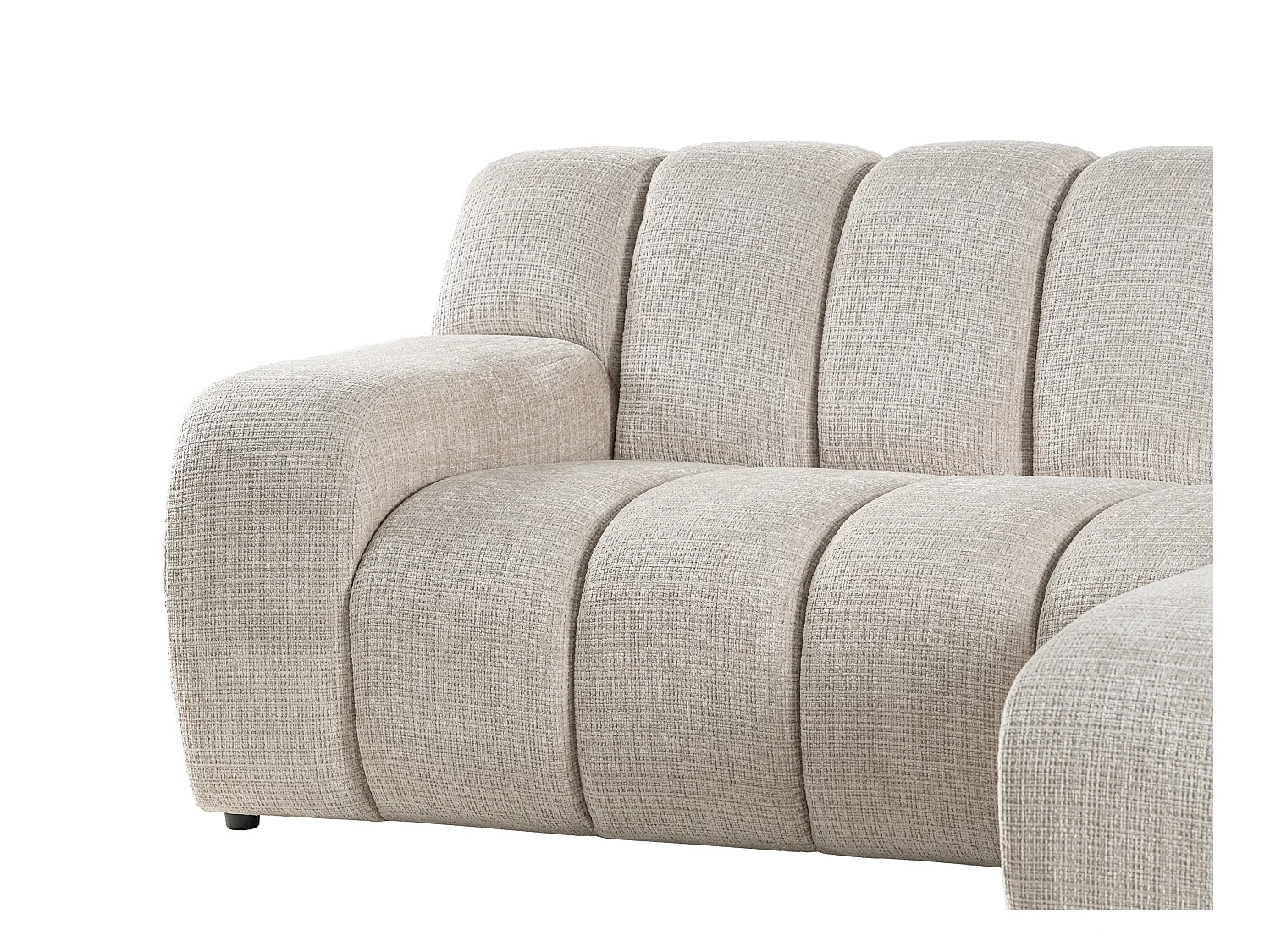 Kanapa narożna prawostronna z beżowej tkaniny szenilowej BELADON