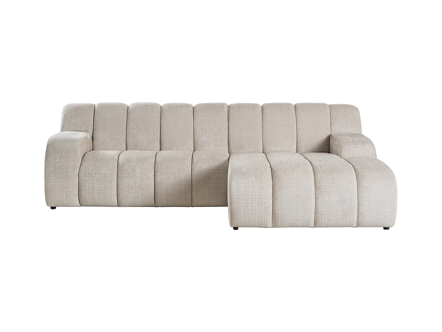 Kanapa narożna prawostronna z beżowej tkaniny szenilowej BELADON