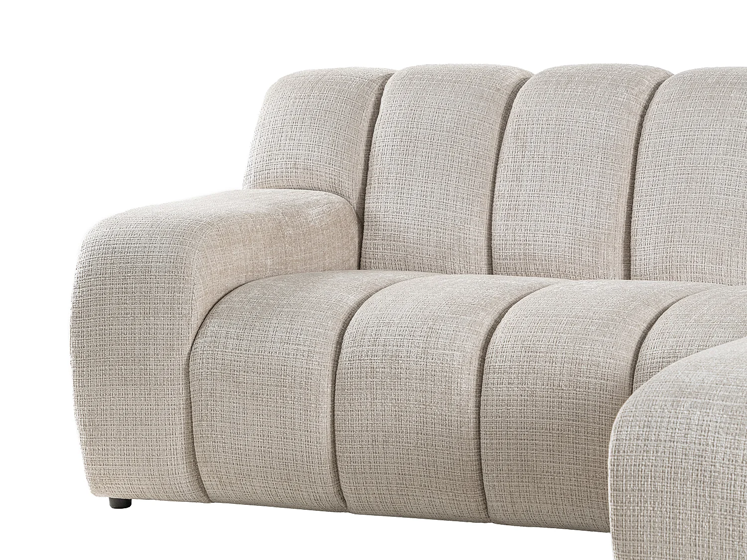 Canapé d'angle droit en tissu chenille beige BELADON