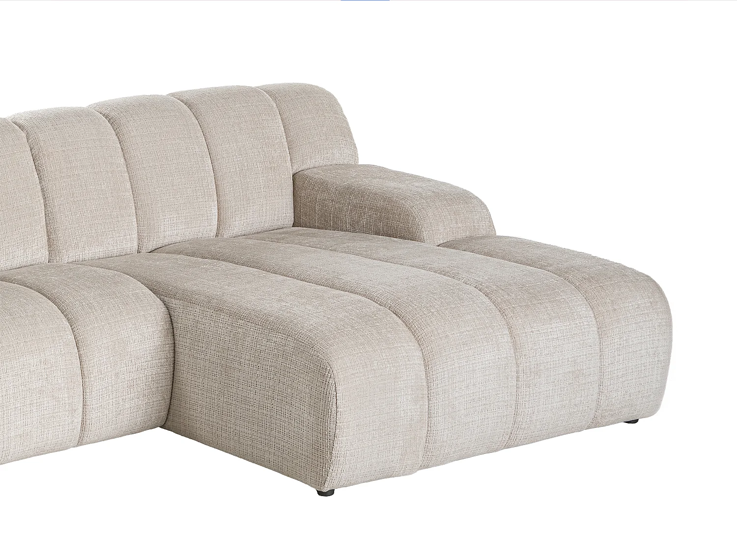 Canapé d'angle droit en tissu chenille beige BELADON