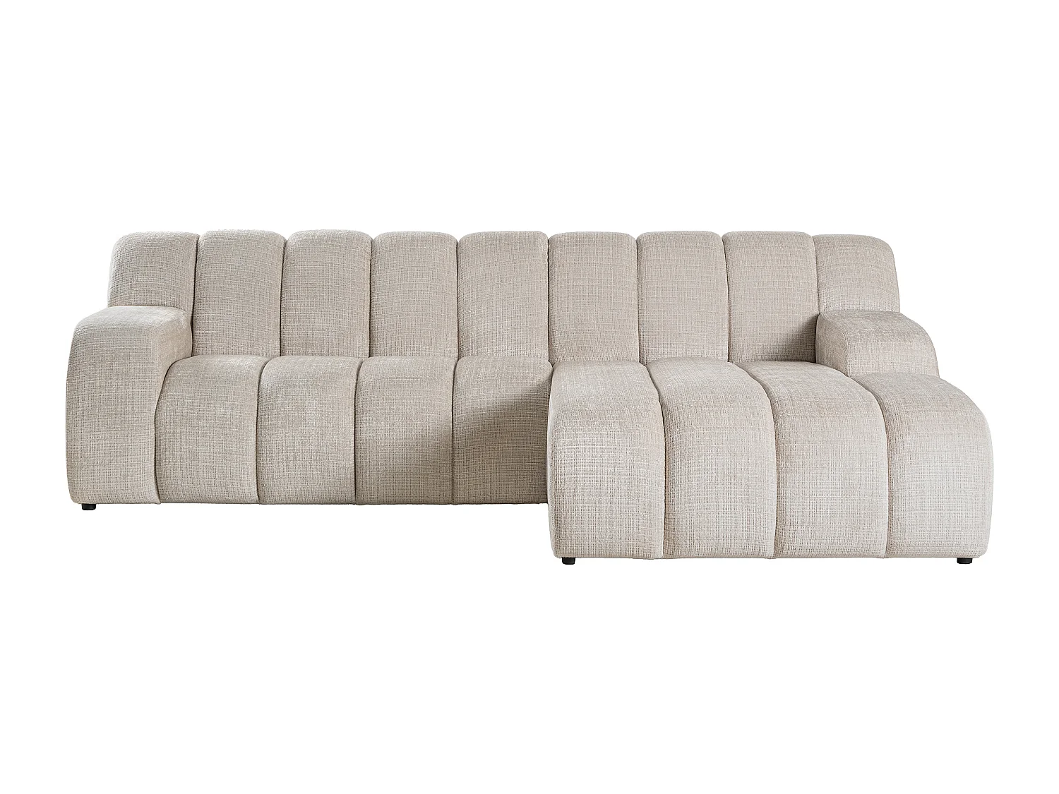 Canapé d'angle droit en tissu chenille beige BELADON