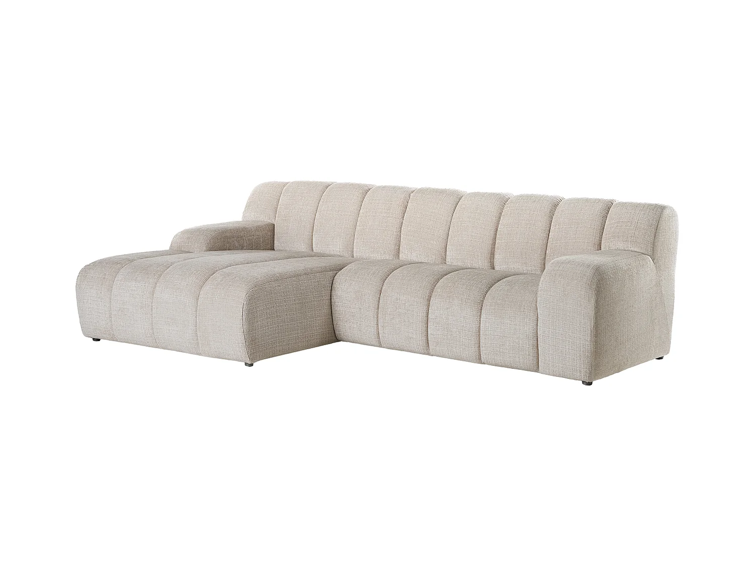 Kanapa narożna lewostronna  z beżowej tkaniny szenilowej BELADON