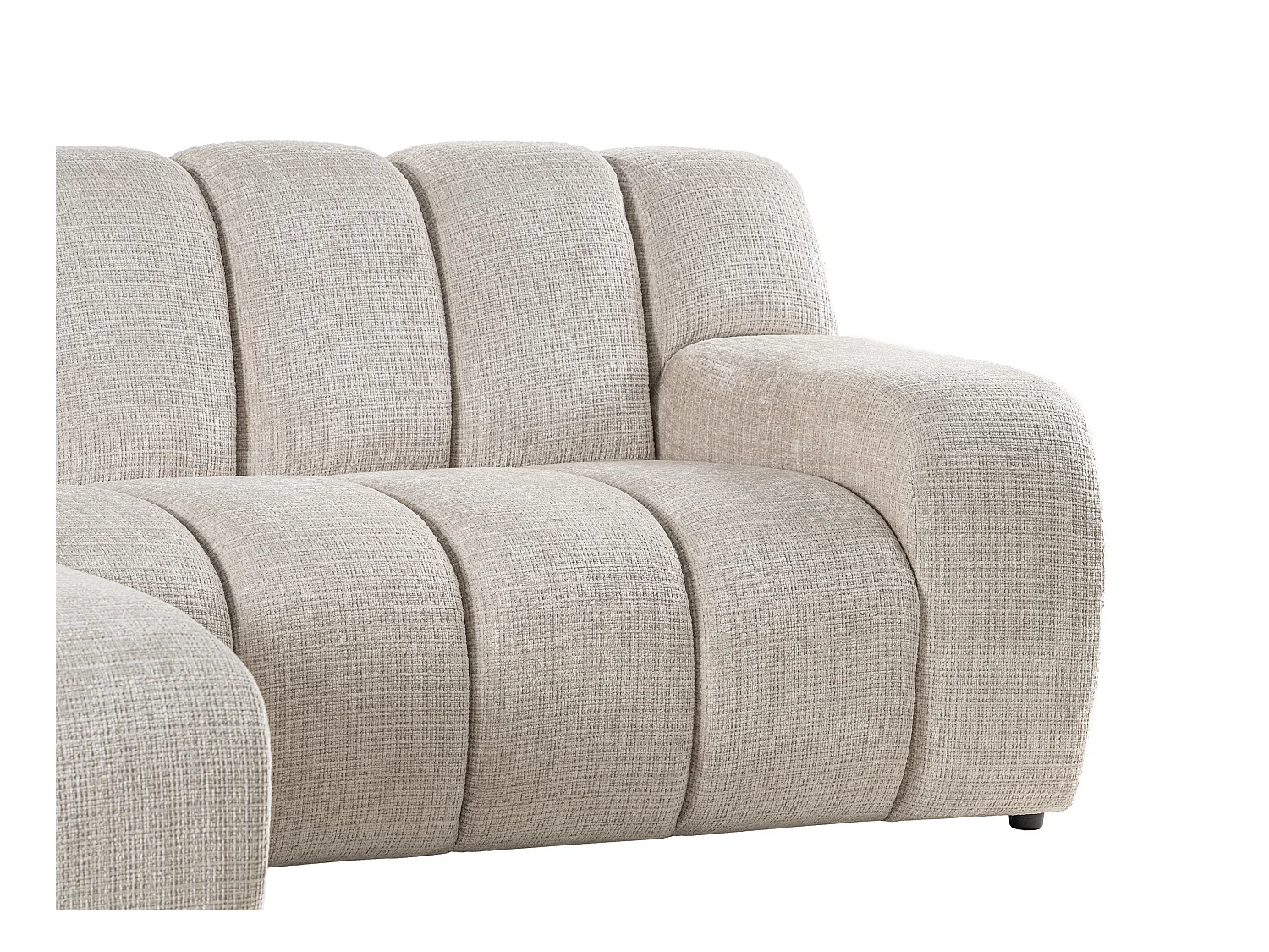 Kanapa narożna lewostronna  z beżowej tkaniny szenilowej BELADON