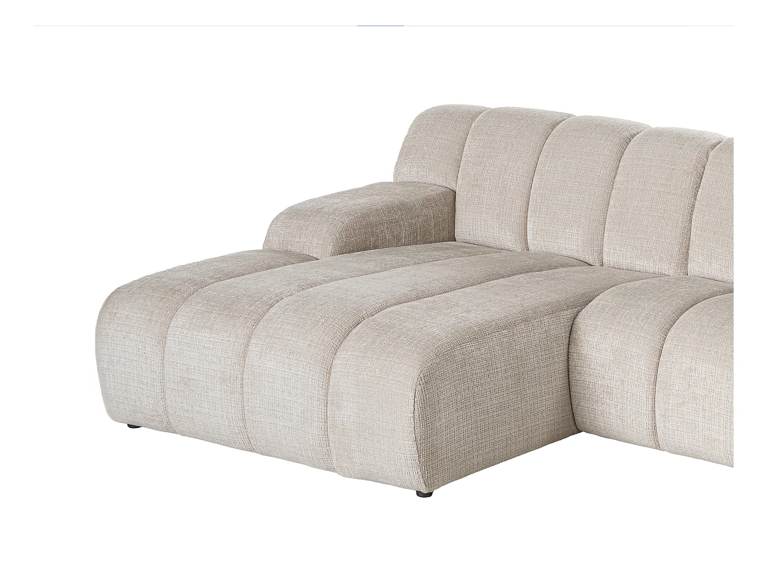 Kanapa narożna lewostronna  z beżowej tkaniny szenilowej BELADON