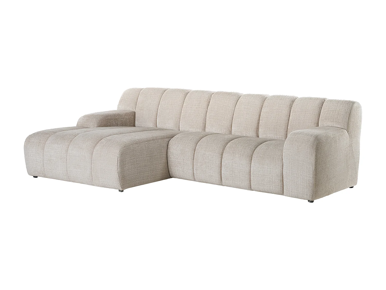 Canapé d'angle gauche en tissu chenille beige BELADON