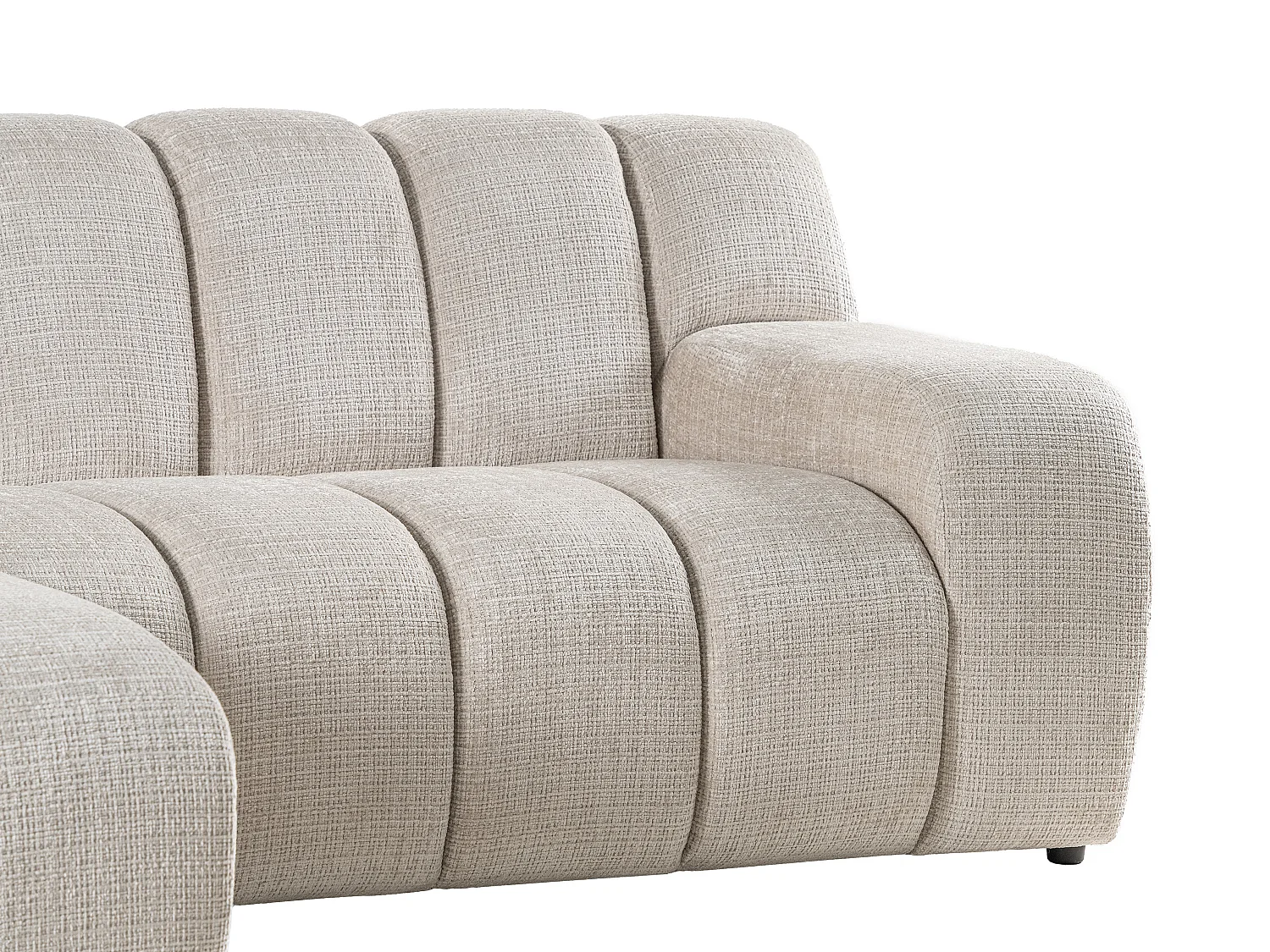 Canapé d'angle gauche en tissu chenille beige BELADON