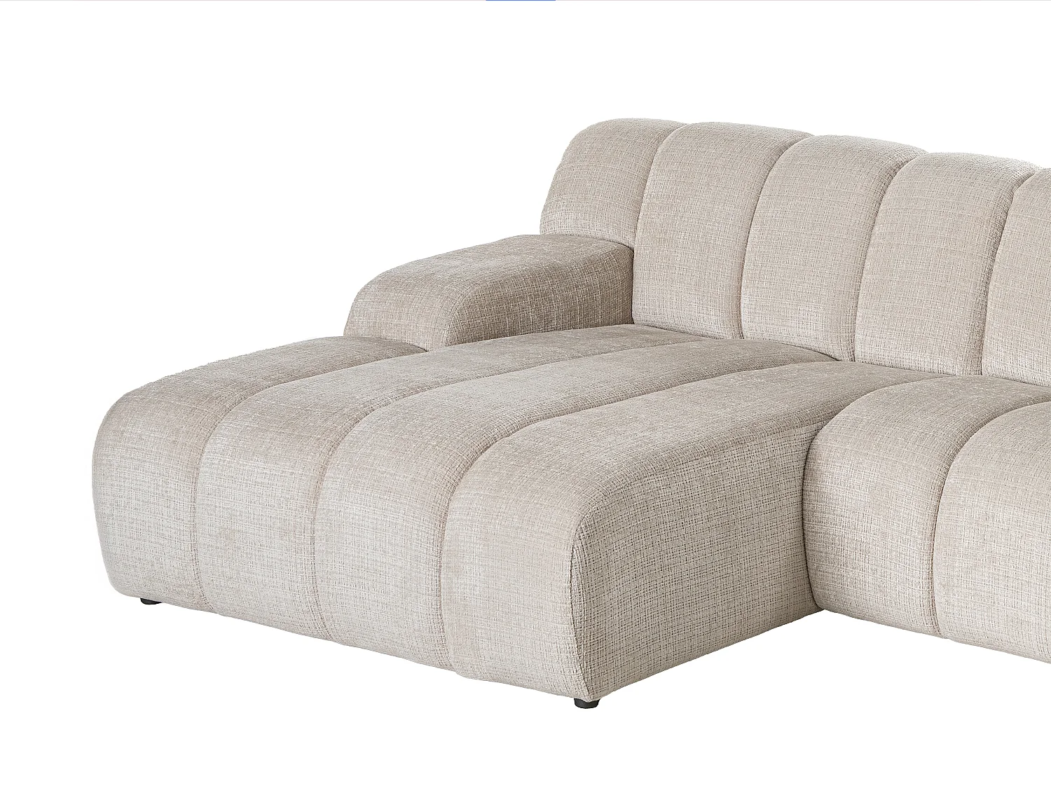 Canapé d'angle gauche en tissu chenille beige BELADON