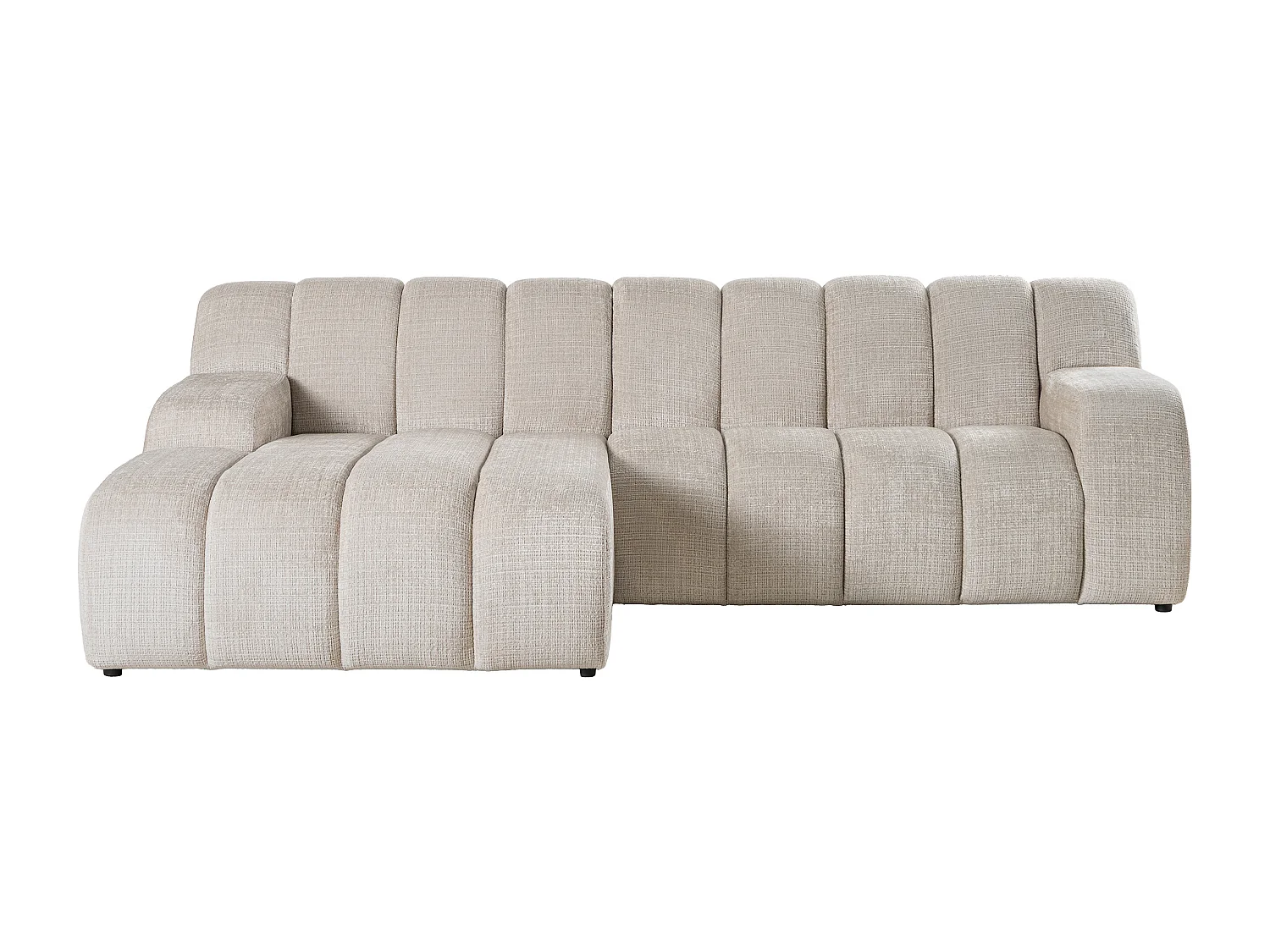 Canapé d'angle gauche en tissu chenille beige BELADON