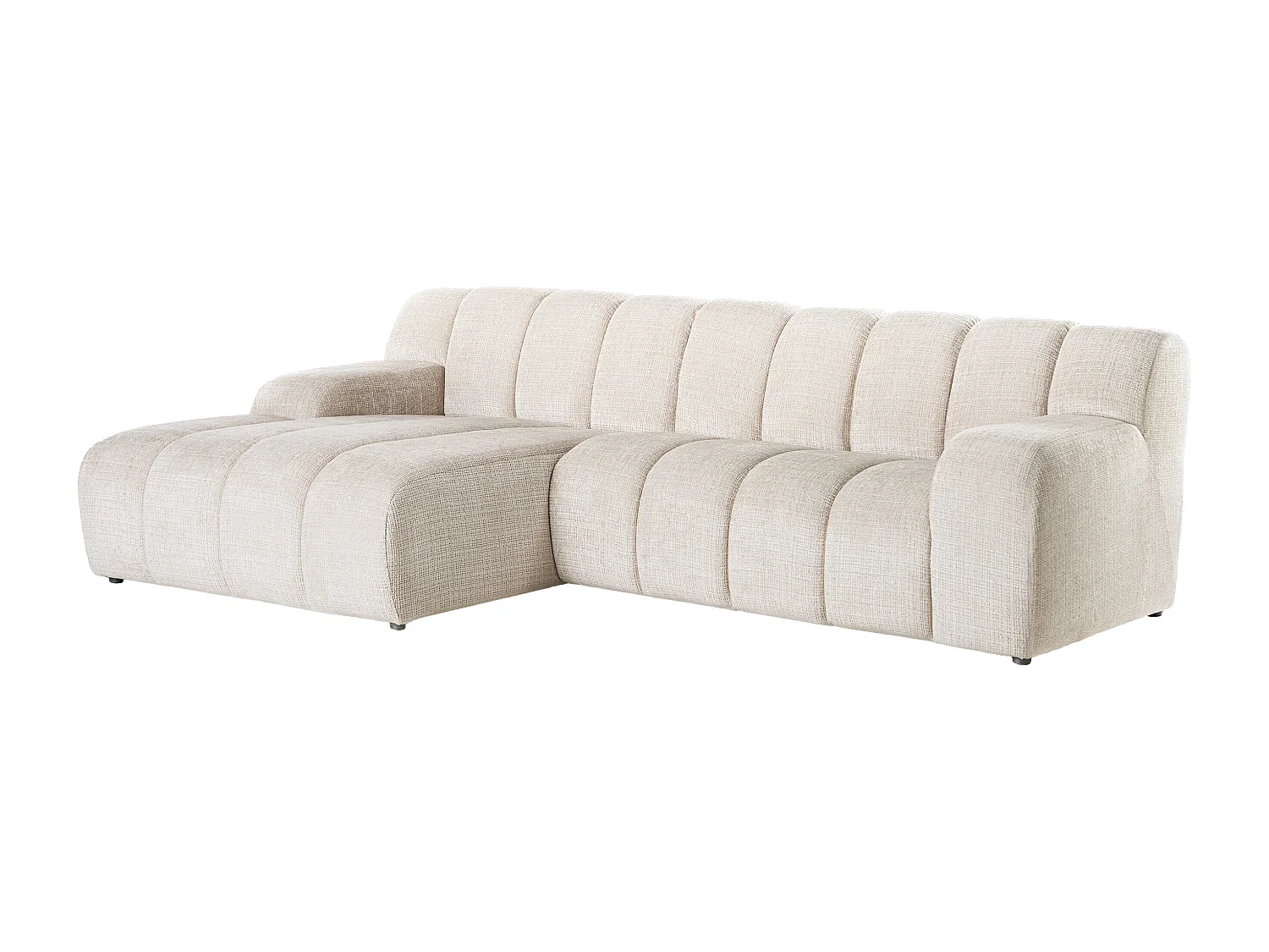 Hoekbank Links in Beige chenille stof - BELADON