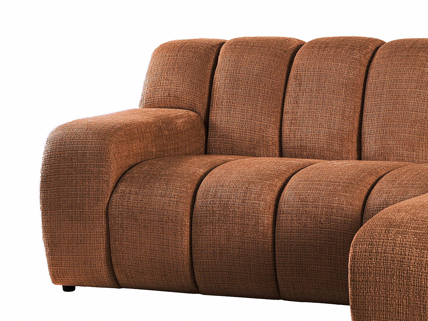 Canapé d'angle droit en tissu chenille terracotta BELADON