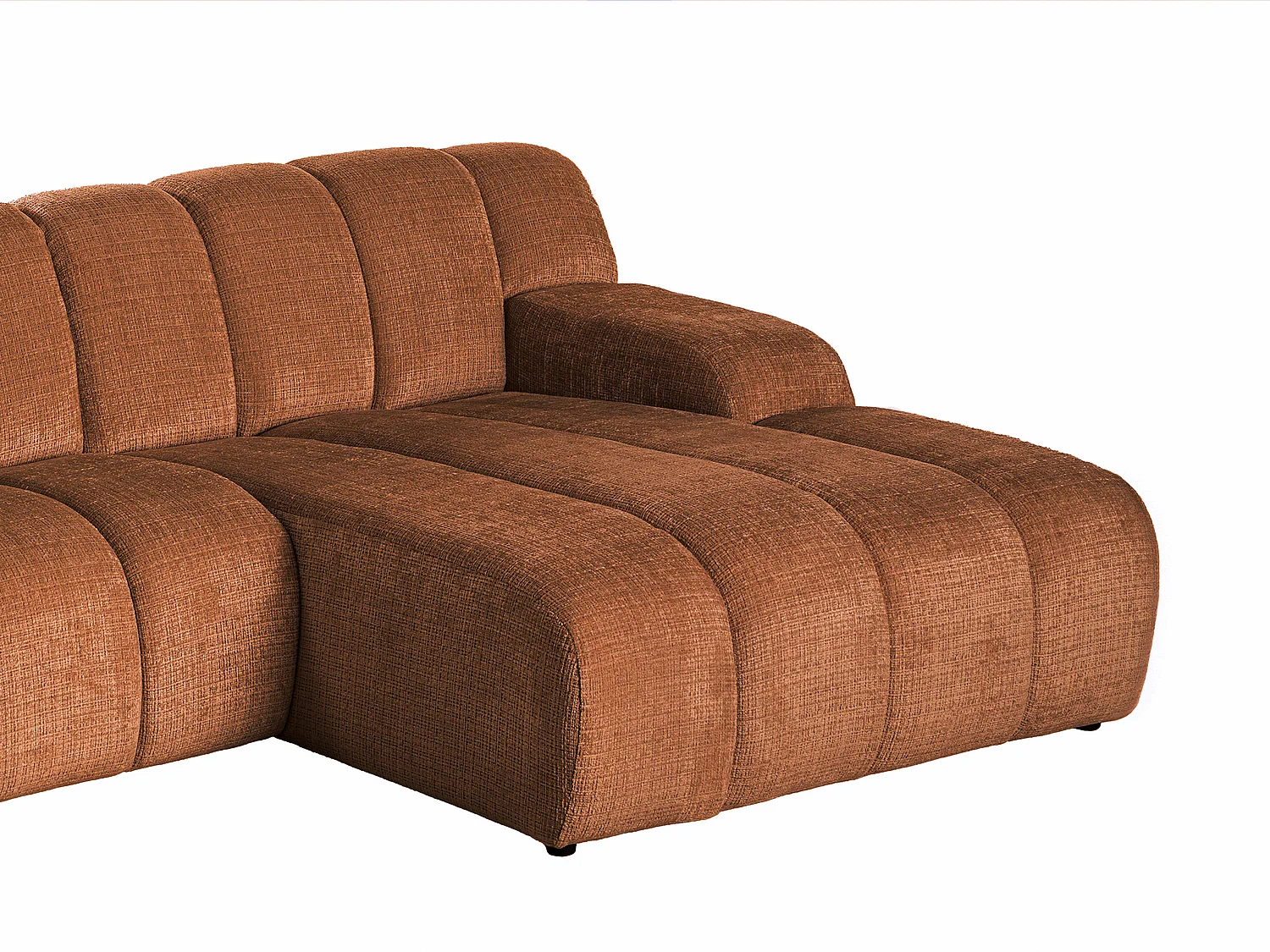 Canapé d'angle droit en tissu chenille terracotta BELADON