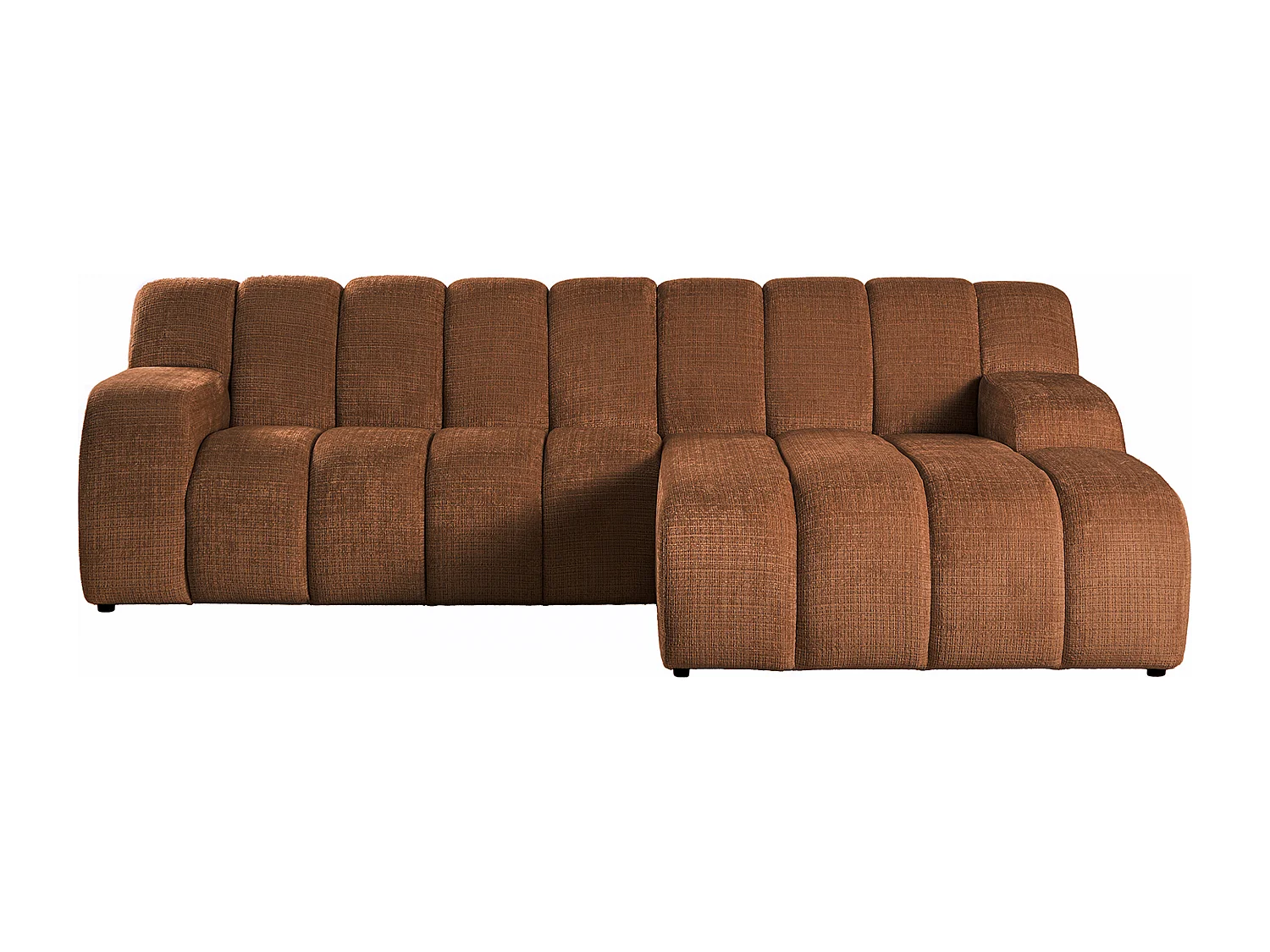 Canapé d'angle droit en tissu chenille terracotta BELADON