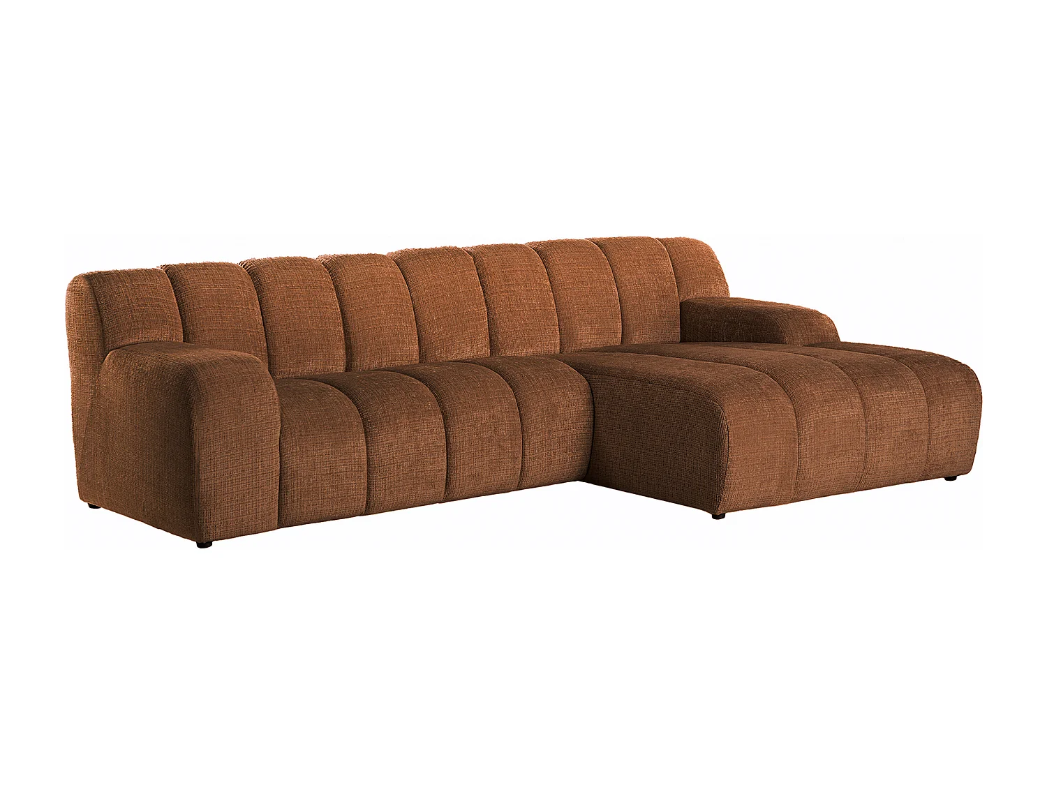 Canapé d'angle droit en tissu chenille terracotta BELADON