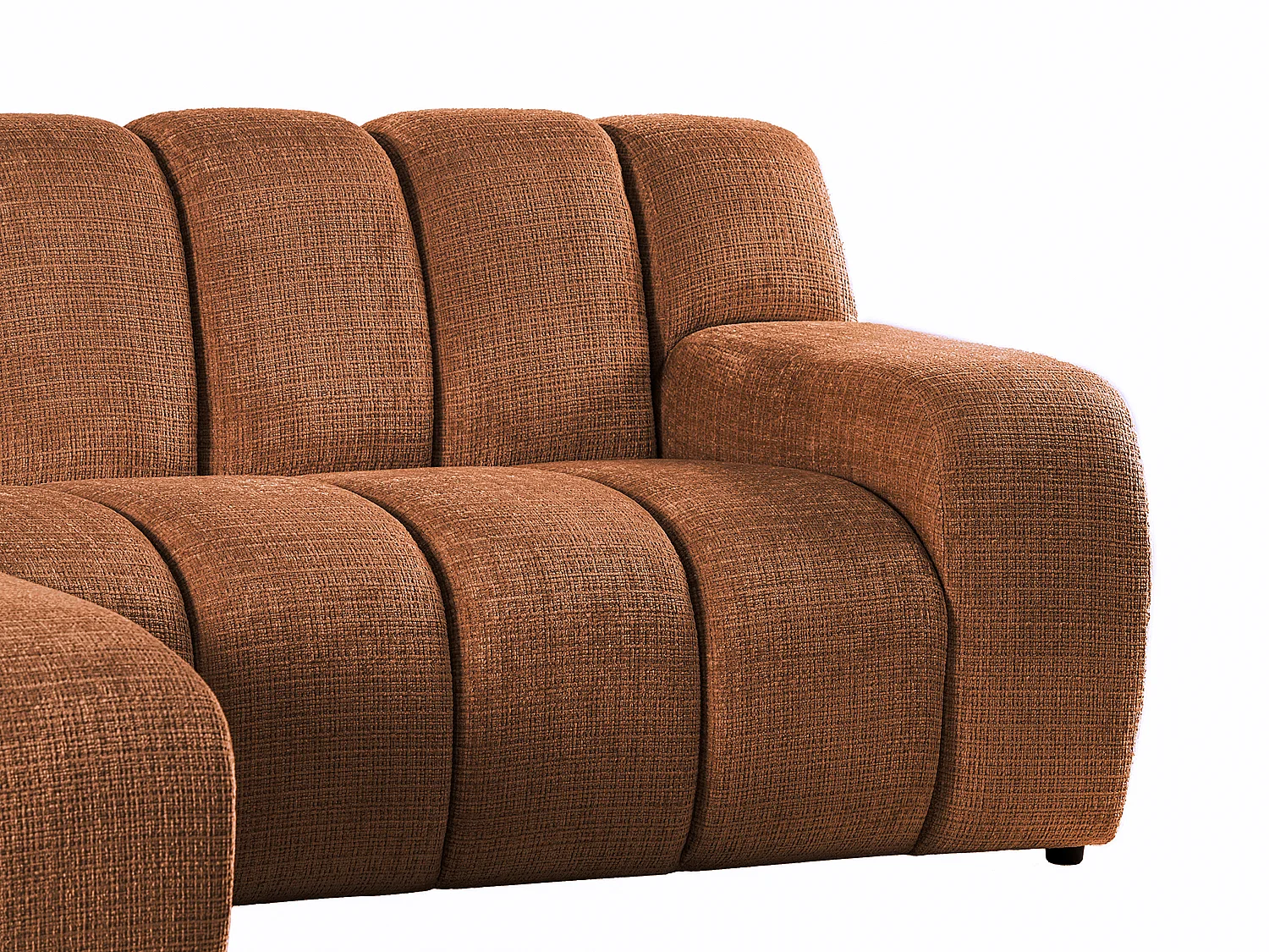 Canapé d'angle gauche en tissu chenille terracotta BELADON