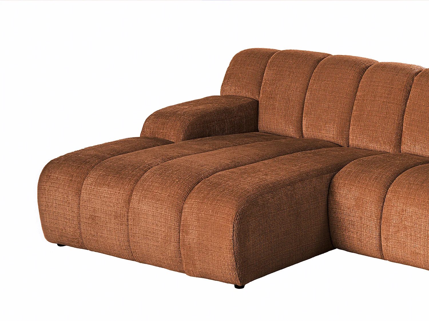 Canapé d'angle gauche en tissu chenille terracotta BELADON