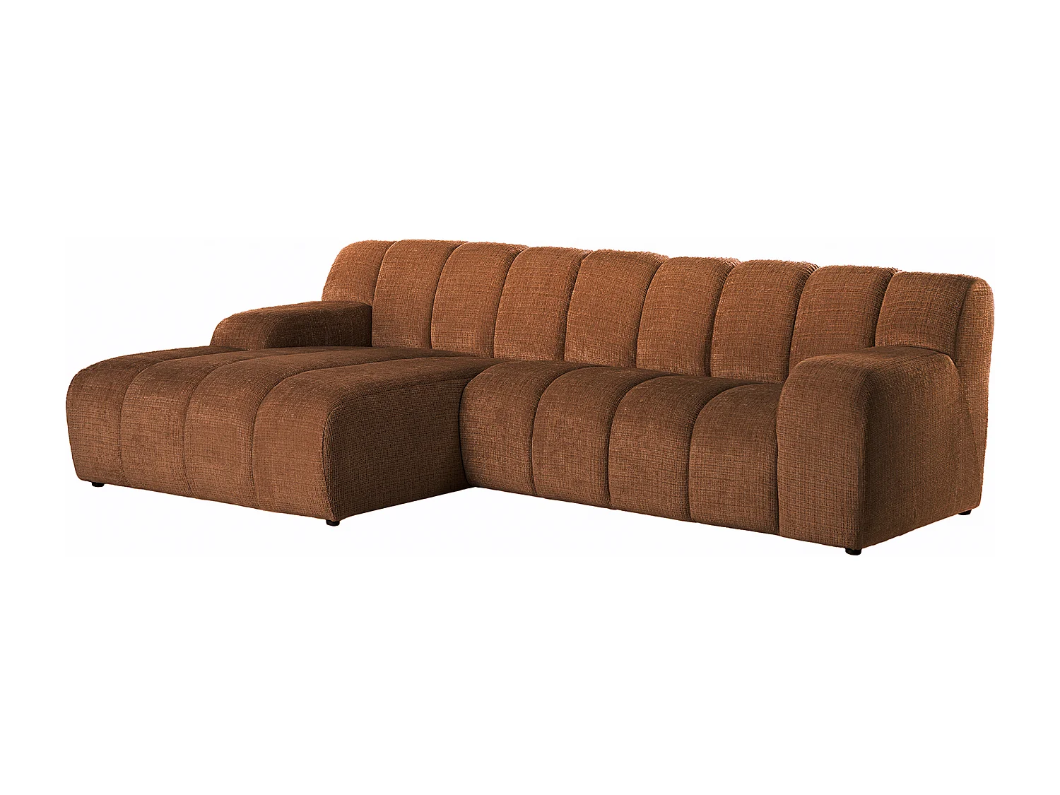 Canapé d'angle gauche en tissu chenille terracotta BELADON