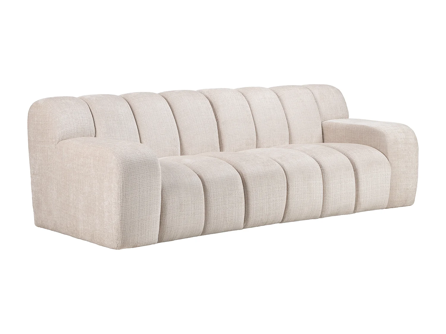 Canapé 3 places en tissu chenille beige BELADON