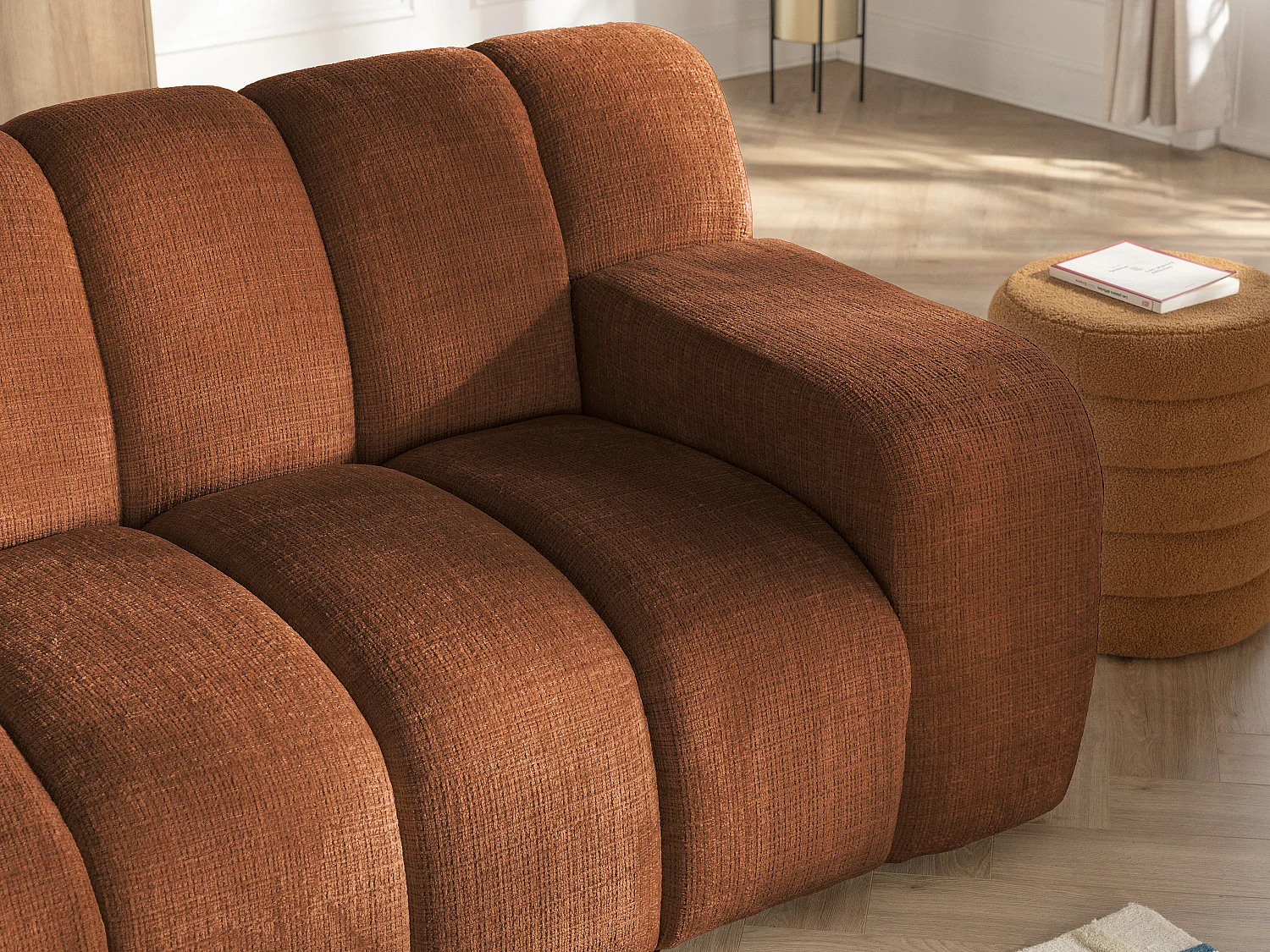 Canapé 3 places en tissu chenille terracotta BELADON