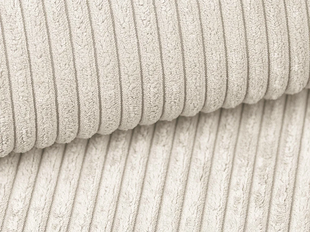 Grand canapé d'angle droit en velours côtelé beige MONDOVI