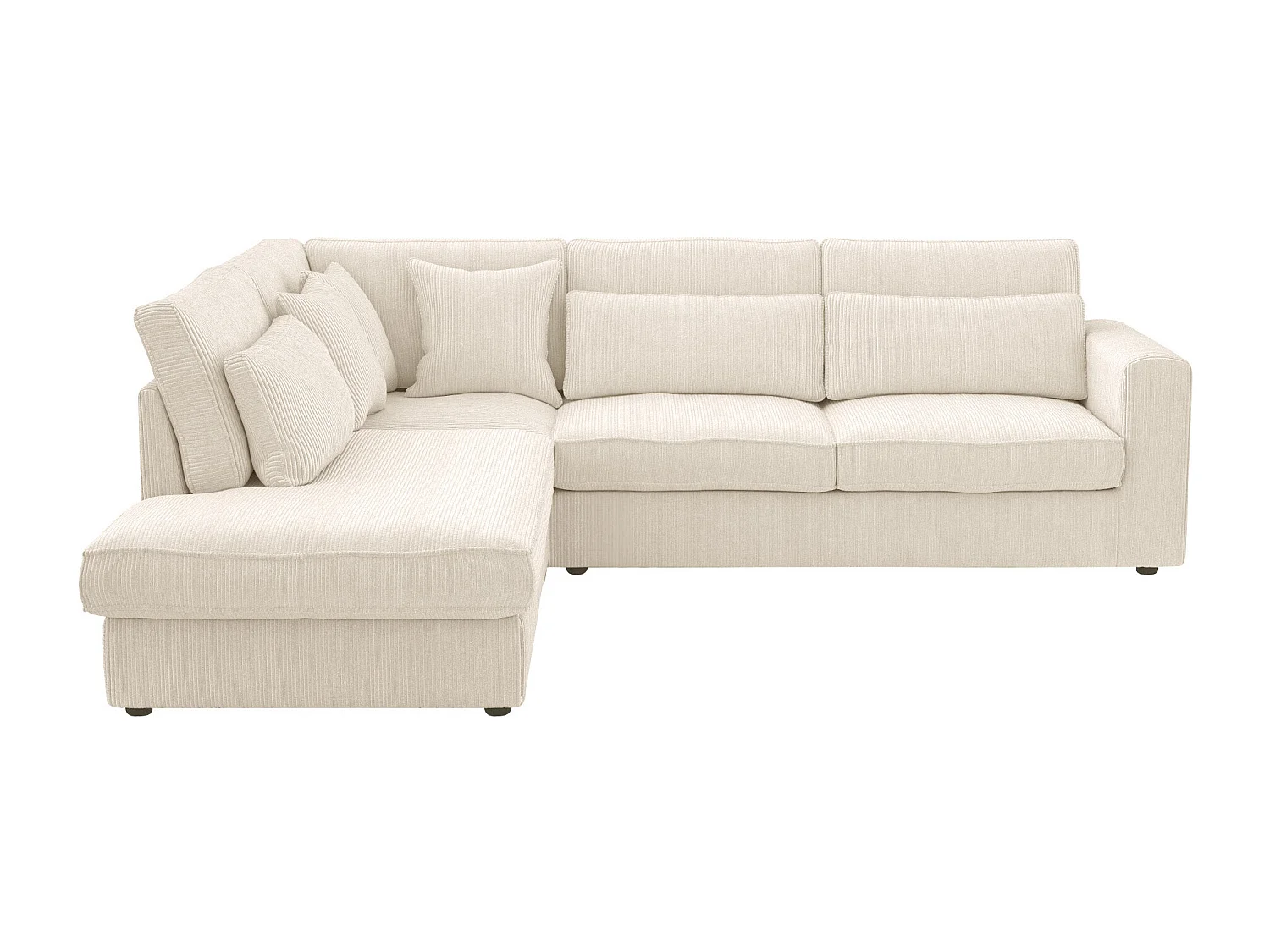 Grand canapé d'angle gauche en velours côtelé beige MONDOVI