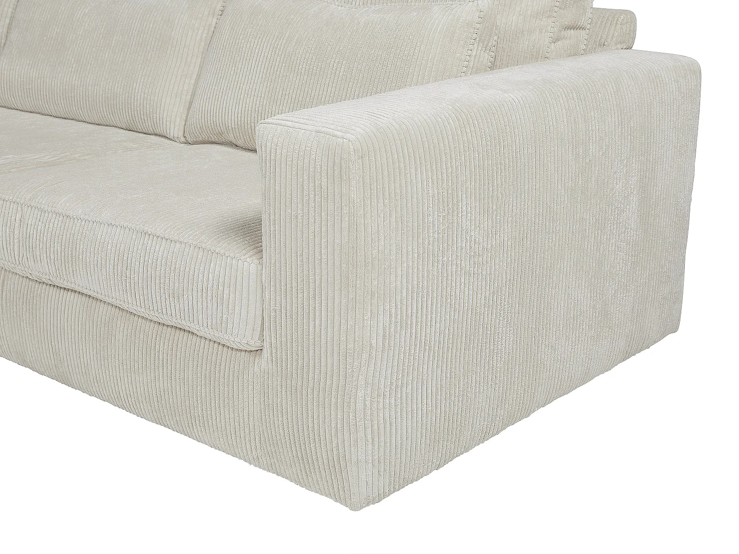 Canapé d'angle gauche en velours côtelé beige MONDOVI