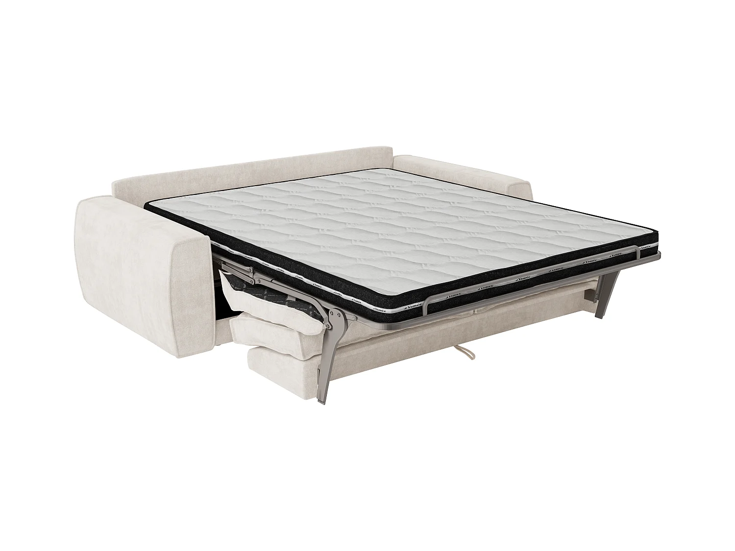 3-sits bäddsoffa express i beige chenilletyg - Sovyta 140 cm - Madrass 13 cm VOMERA från Maison Céphy