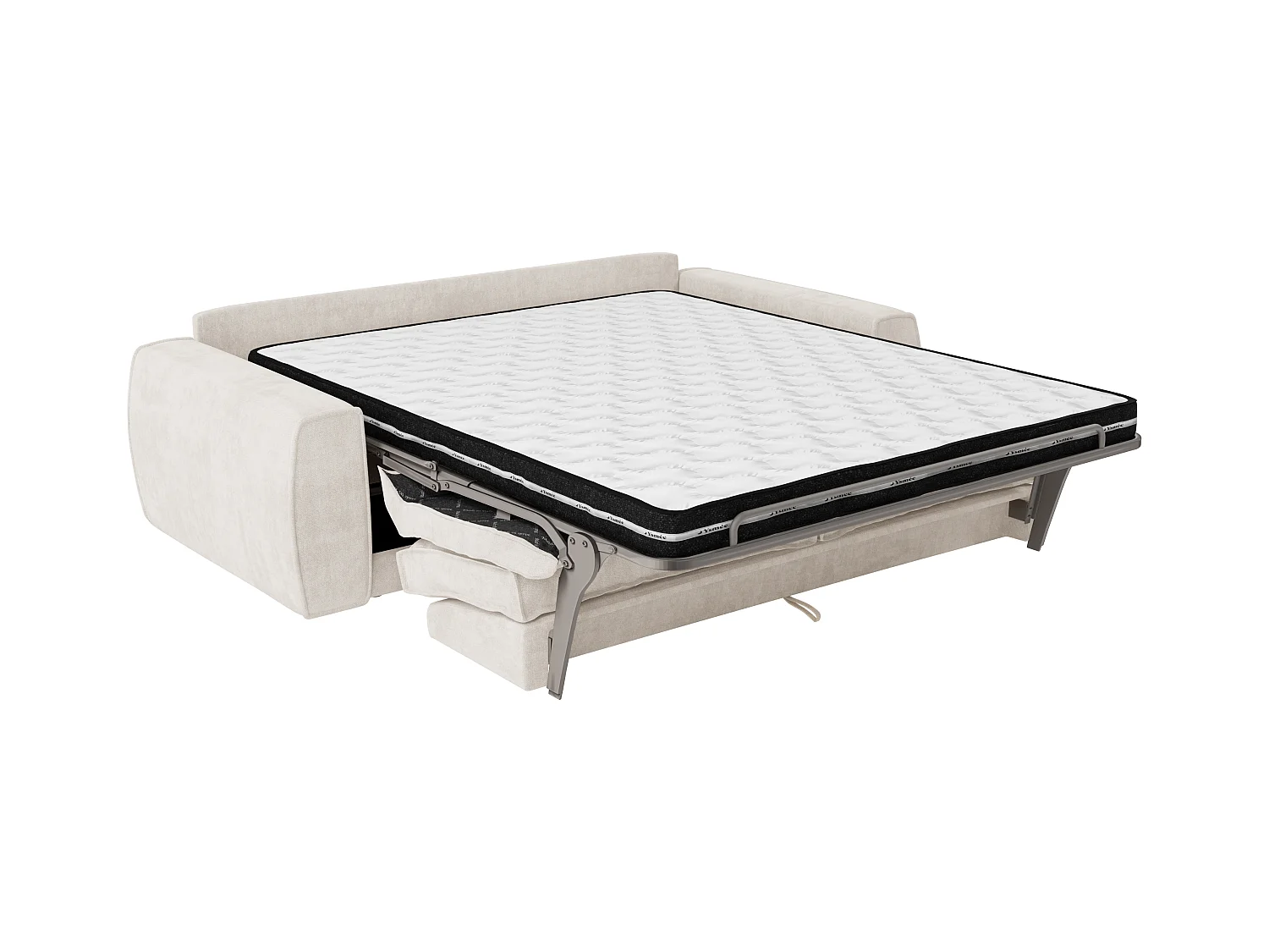 4-sits bäddsoffa i beige chenilletyg - Sovplats 160 cm - Madrass 13 cm VOMERA från Maison Céphy