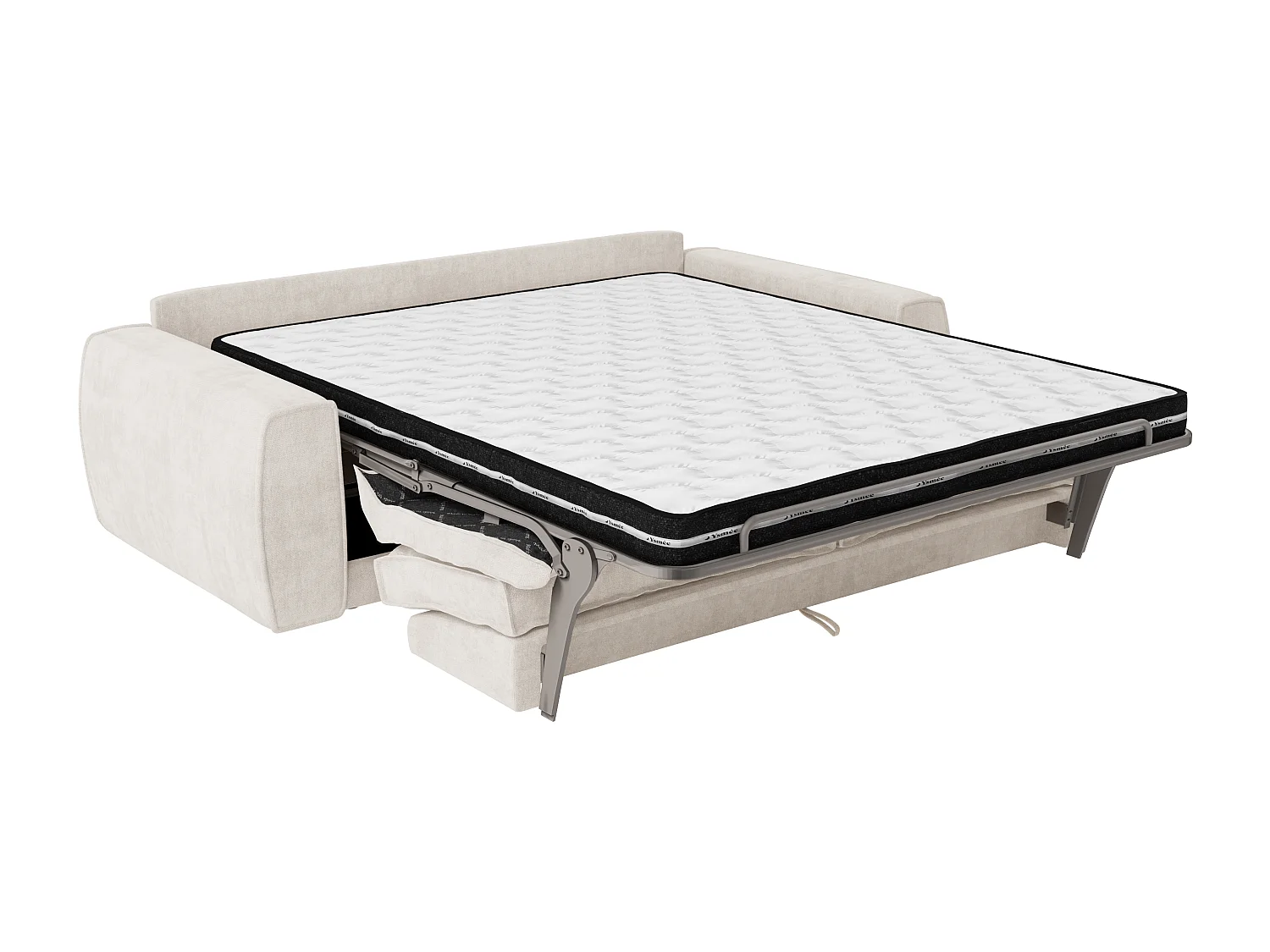 4-sits bäddsoffa i beige chenilletyg - Sovplats 160 cm - Madrass 13 cm VOMERA från Maison Céphy