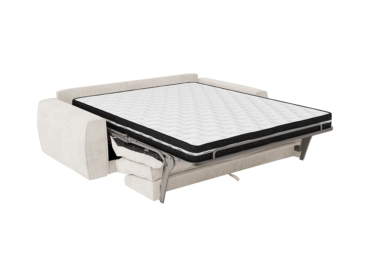 4-sits bäddsoffa med snabbfunktion i beige chenilletyg - Bäddbredd 160 cm - Madrass 16 cm VOMERA från Maison Céphy