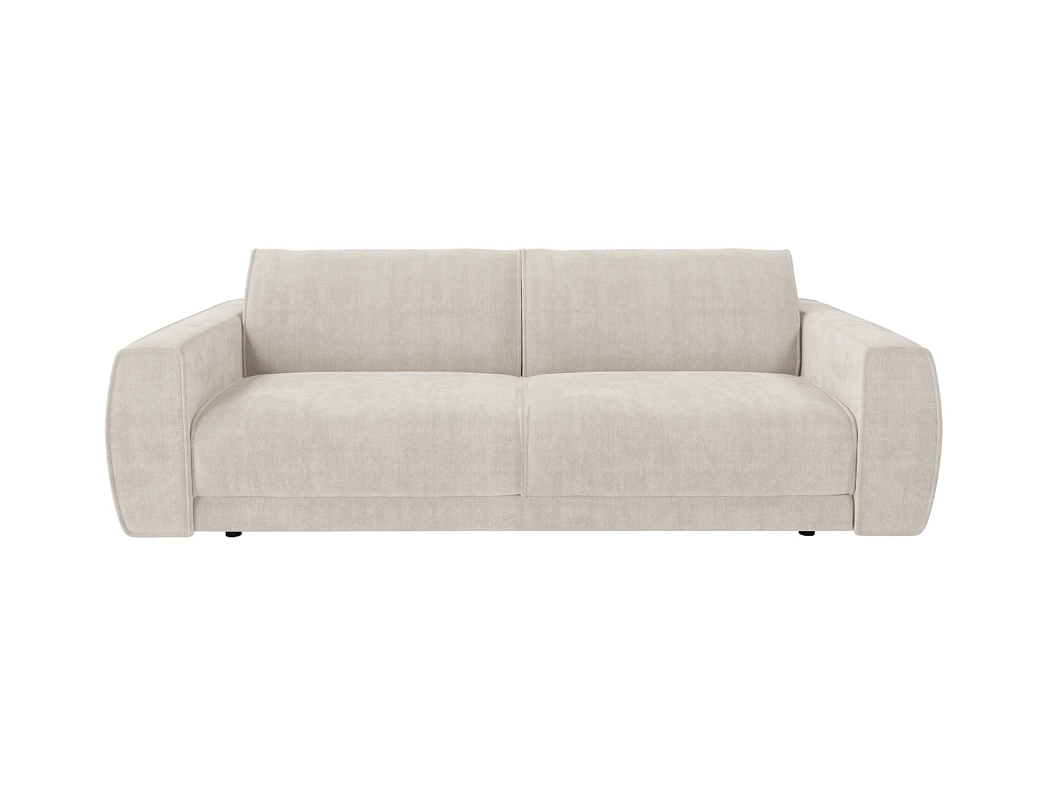 Canapé 4 places convertible express en tissu chenille beige - Couchage 160 cm - Matelas 16 cm VOMERA de Maison Céphy