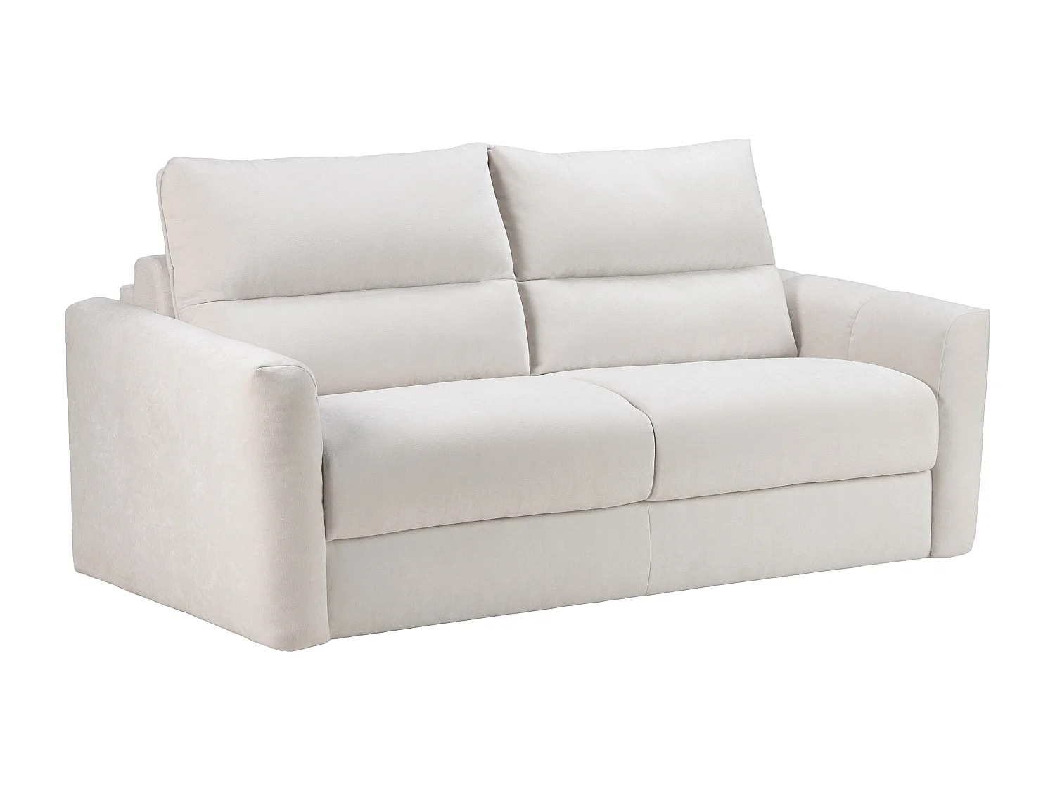 Canapé 3 places convertible express en tissu chenille beige - Couchage 140 cm - Matelas 13 cm DOVENA de Maison Céphy