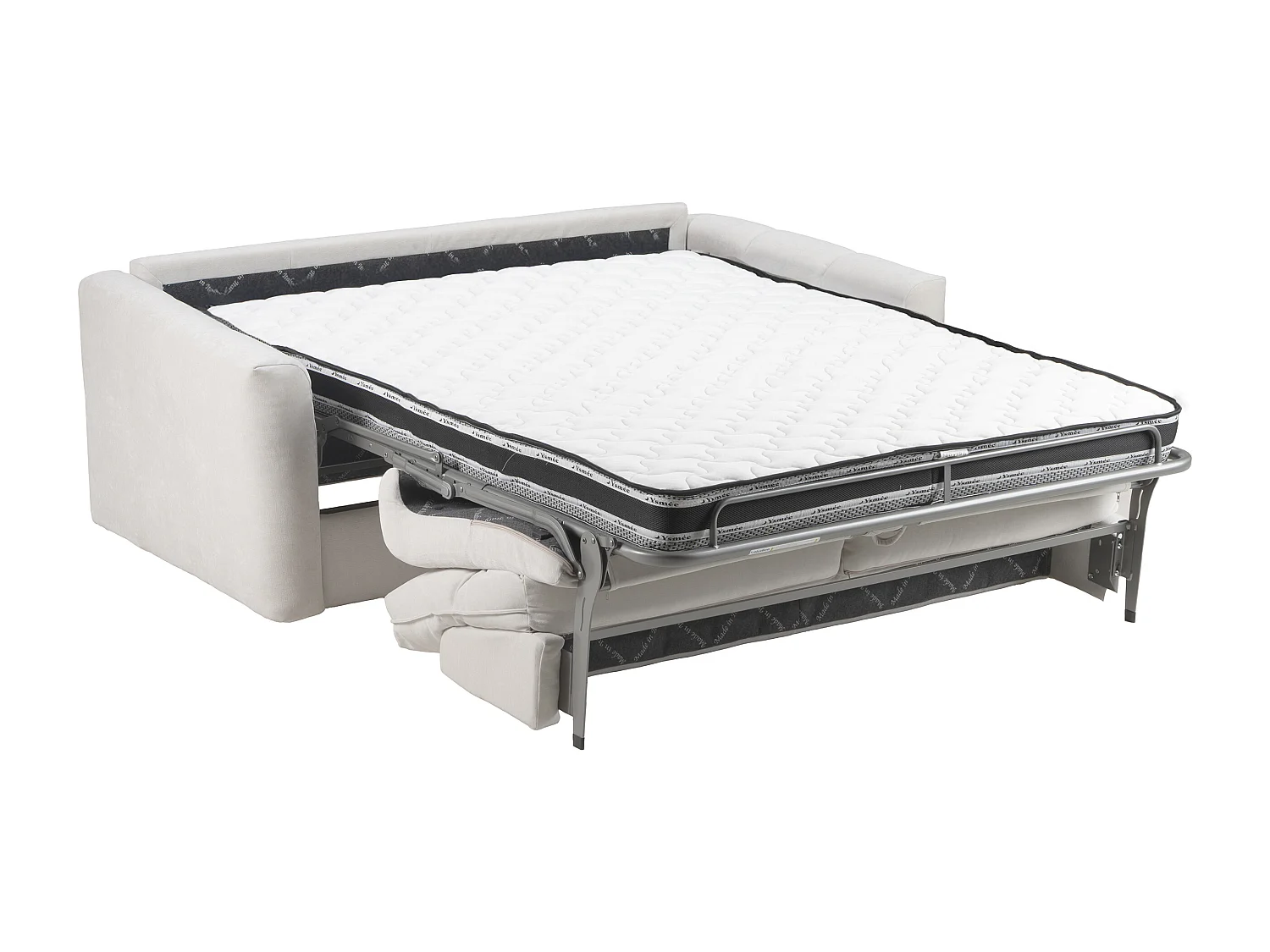 Canapé 4 places convertible express en tissu chenille beige - Couchage 160 cm - Matelas 13 cm DOVENA de Maison Céphy