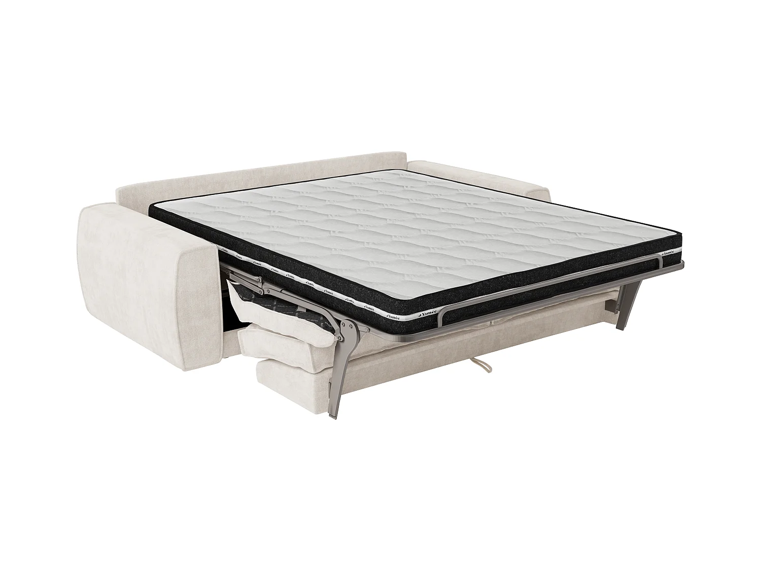 3-seters sovesofa express i beige chenillestoff - Liggeflate 140 cm - Madrass 16 cm VOMERA fra Maison Céphy